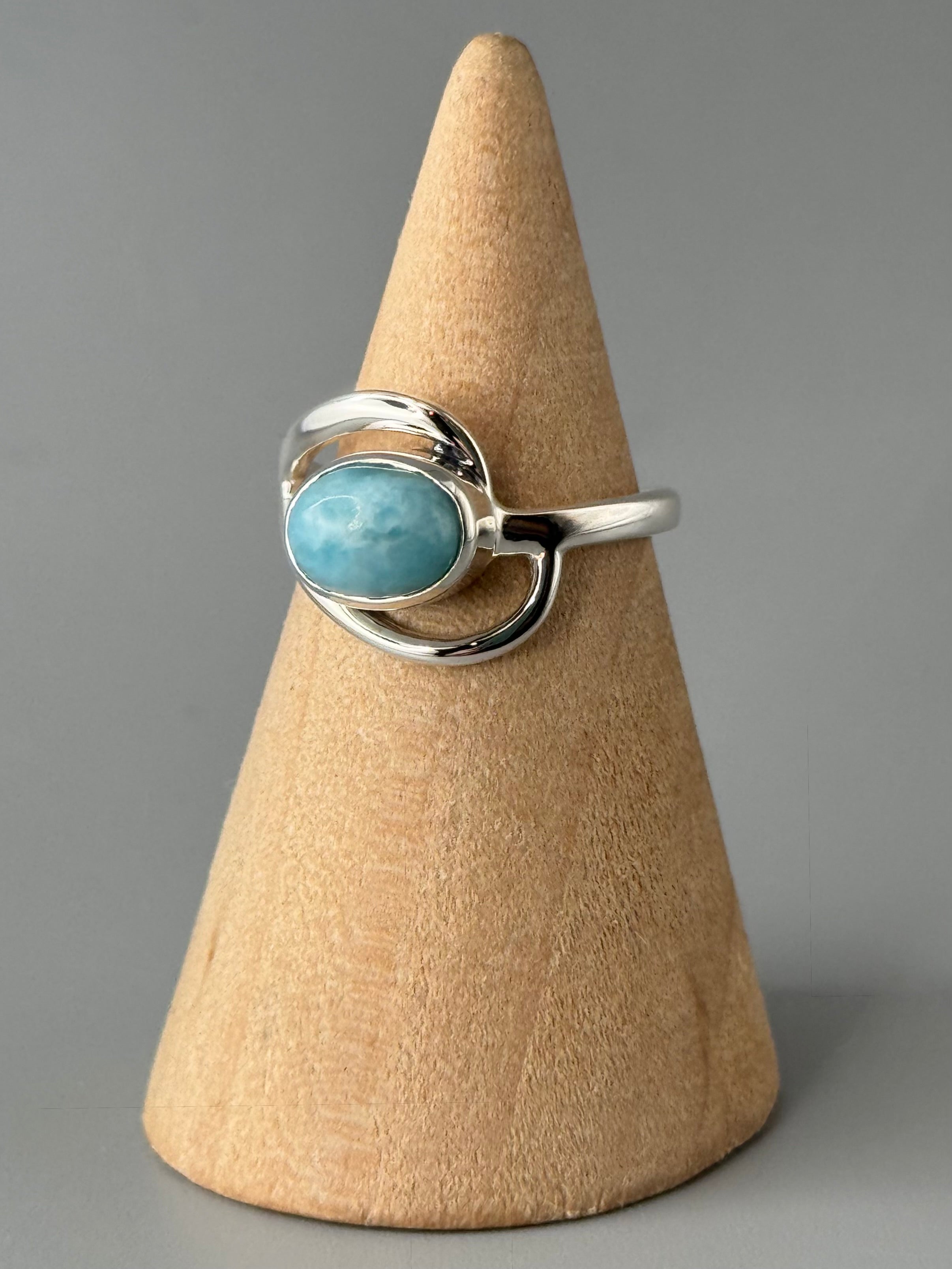 •LARIMAR - PARENTHESES• sterling silver ring (size 6.25)
