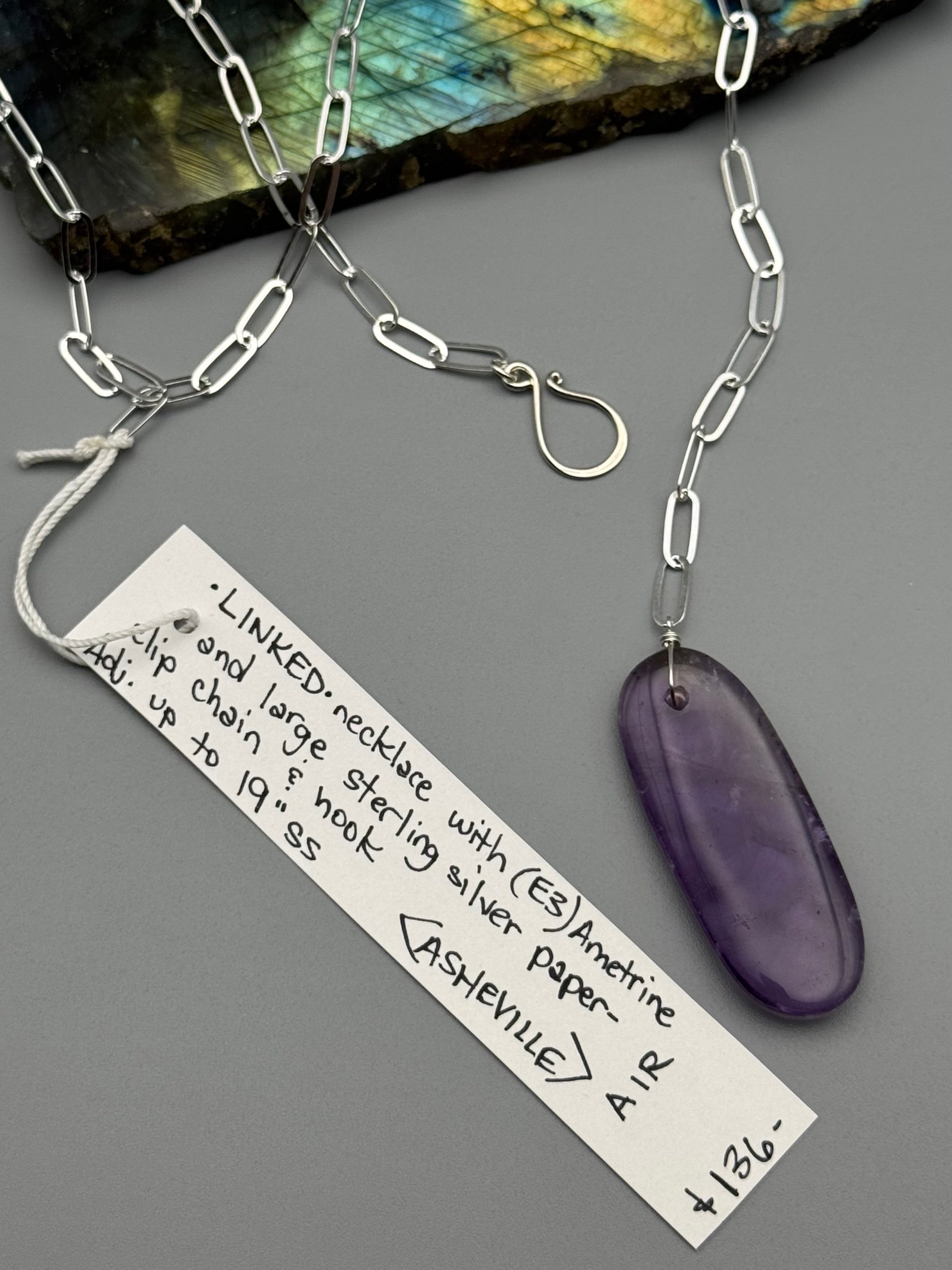 •LINKED• ametrine + silver necklace (ADJ to 19")