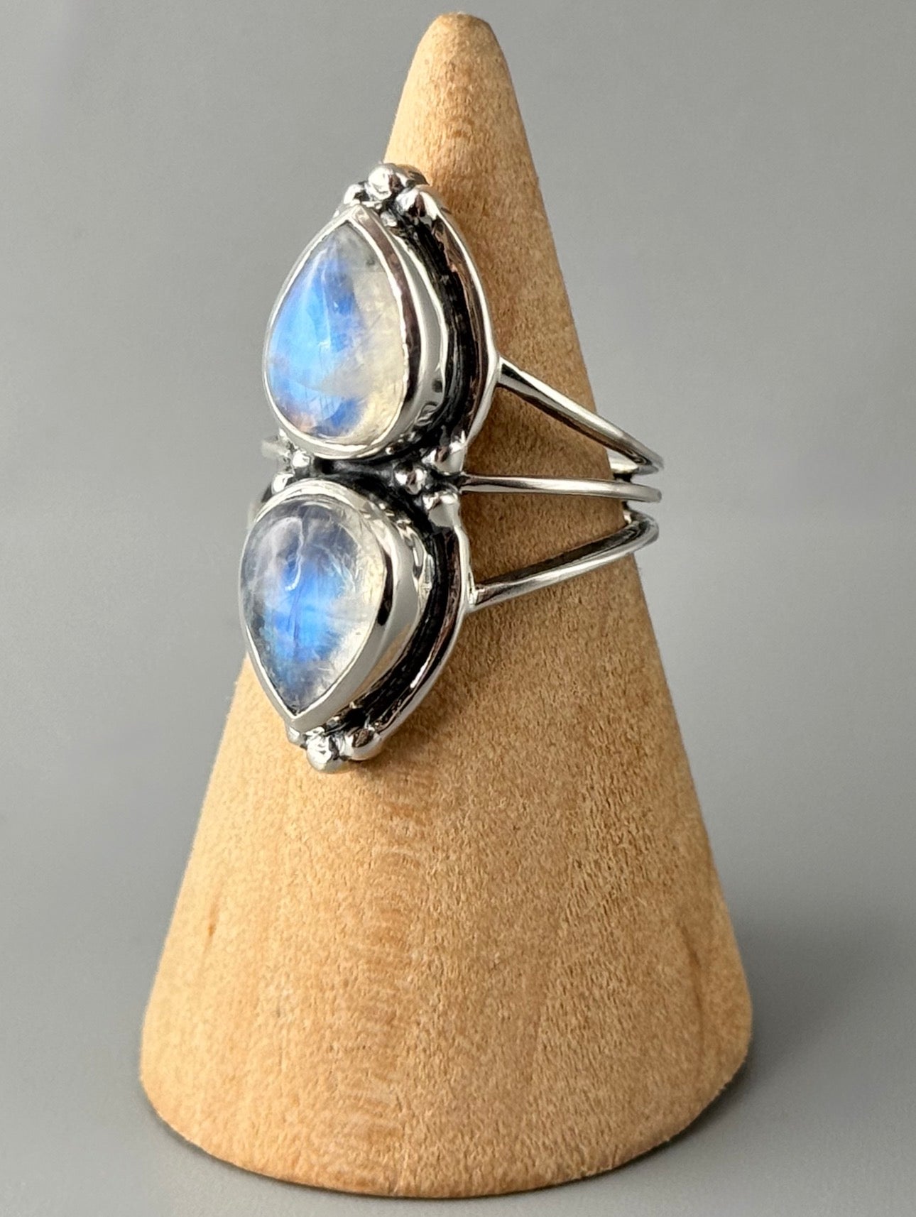 •RAINBOW MOONSTONE - DUALITY• sterling silver ring (various sizes)