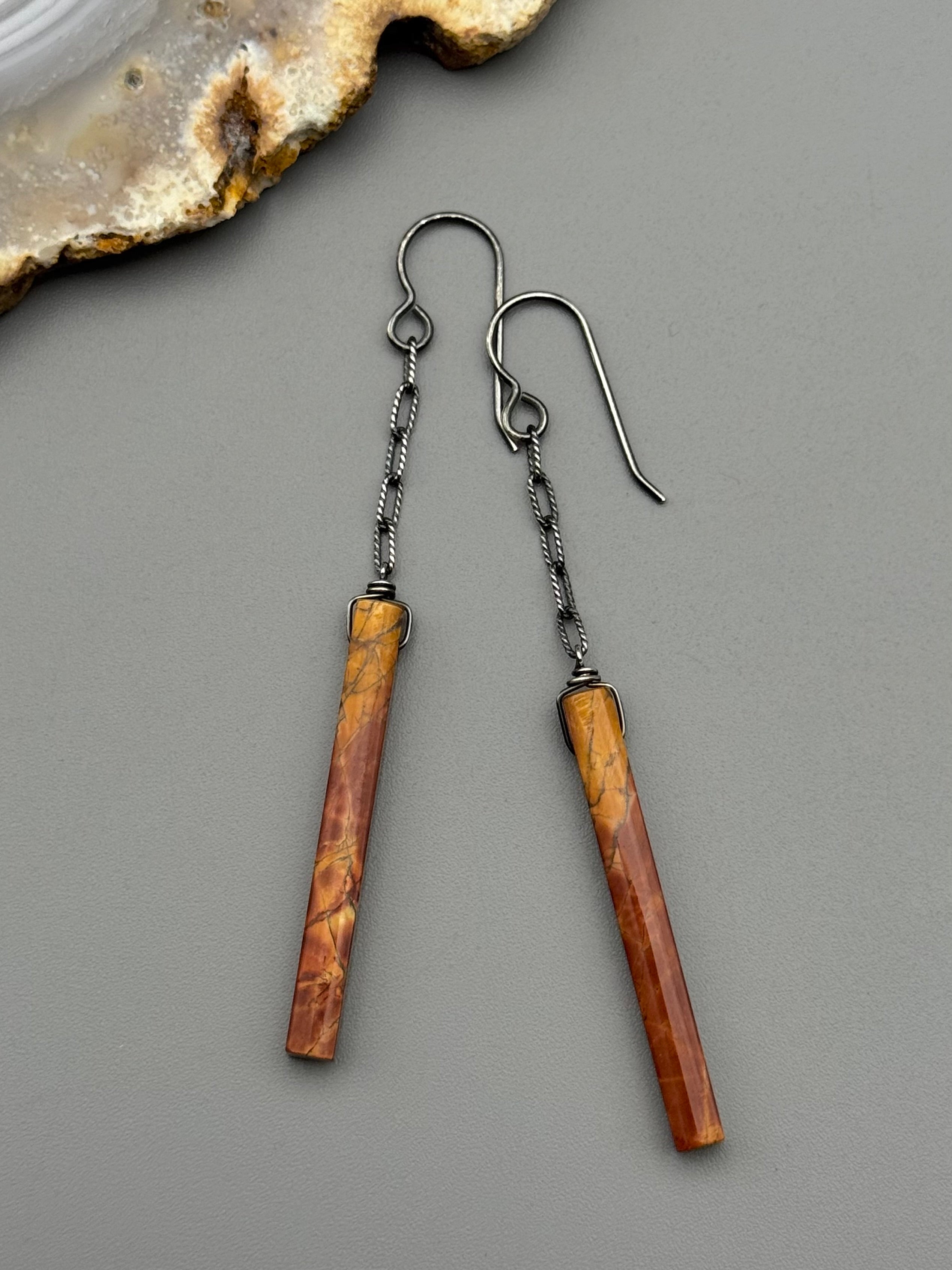 •LINKED• red creek jasper tower + silver earrings