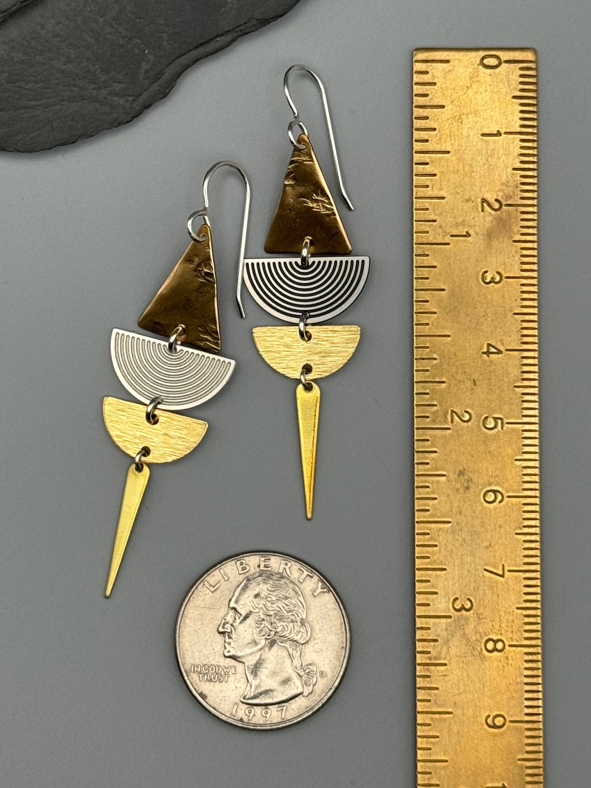 •SHAPE SHIFTER• mixed metal dangle earrings