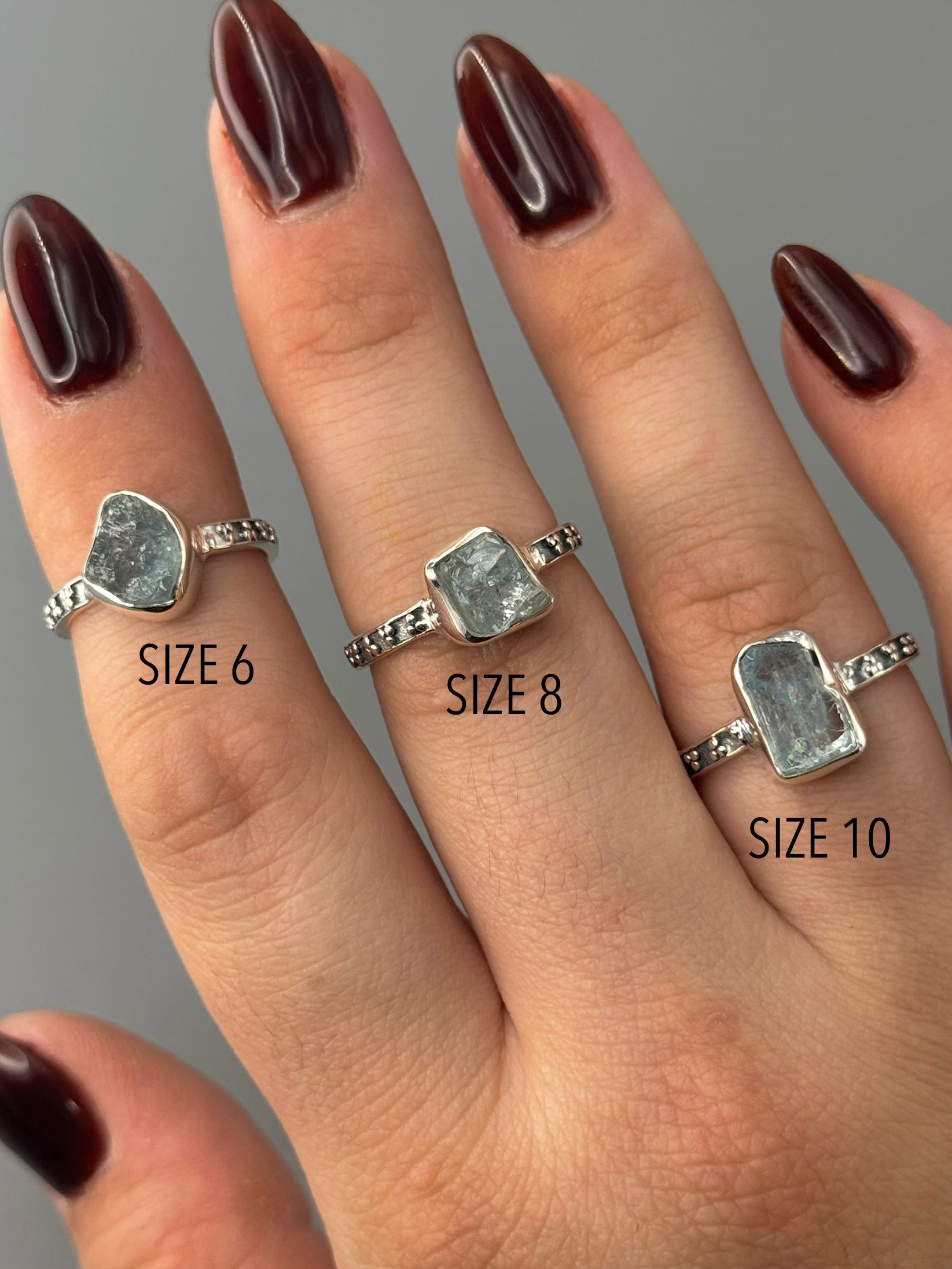•AQUAMARINE• elemental dot silver ring (various sizes)