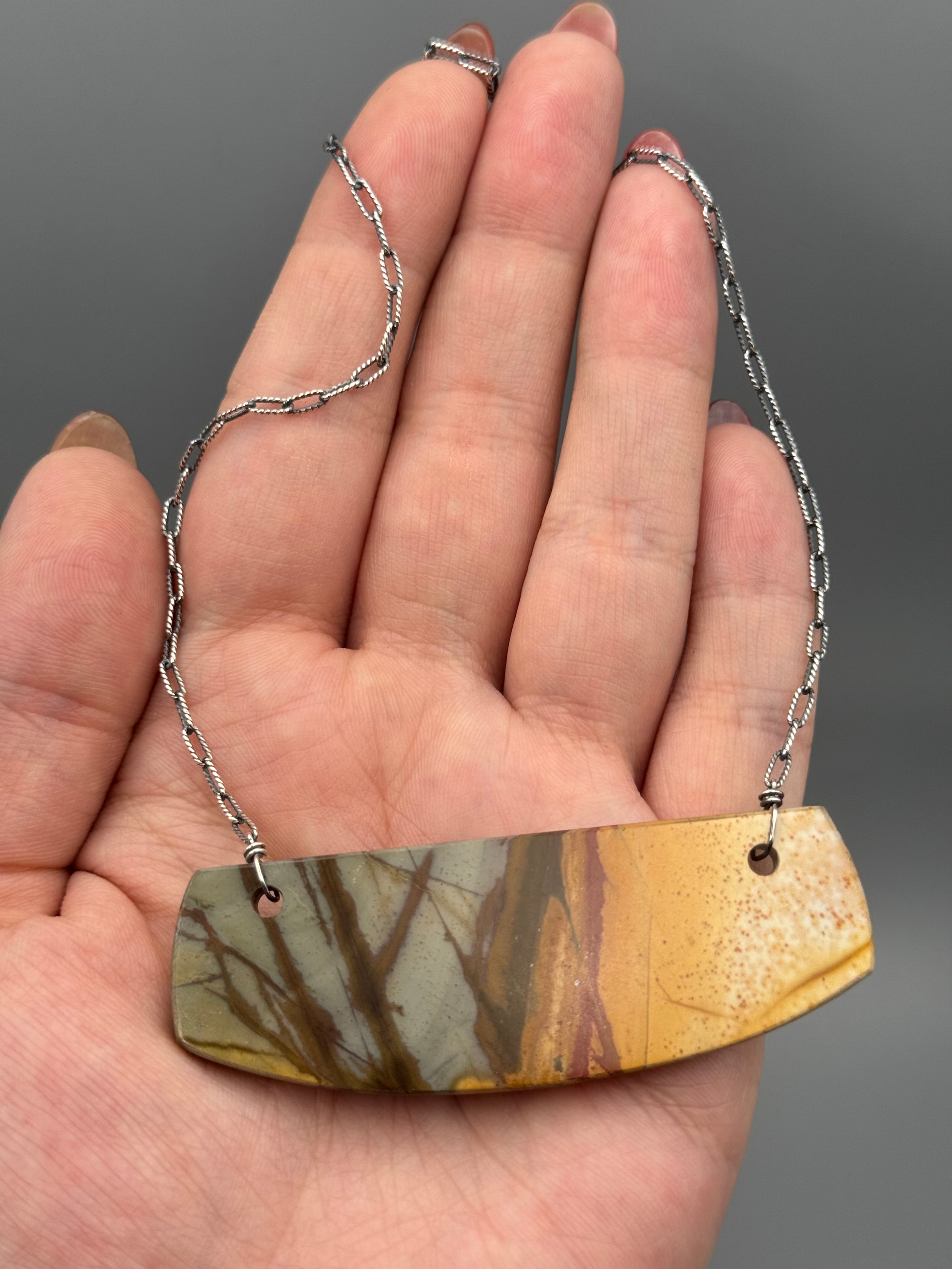 •AEON• red creek jasper + silver necklace (18"-20" long)