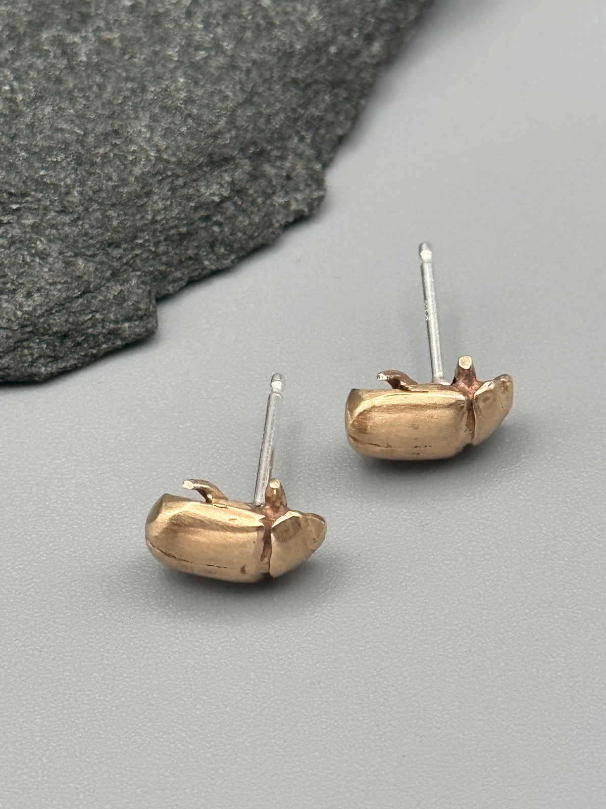 •LIL' JUNEBUGS• bronze cast stud earrings