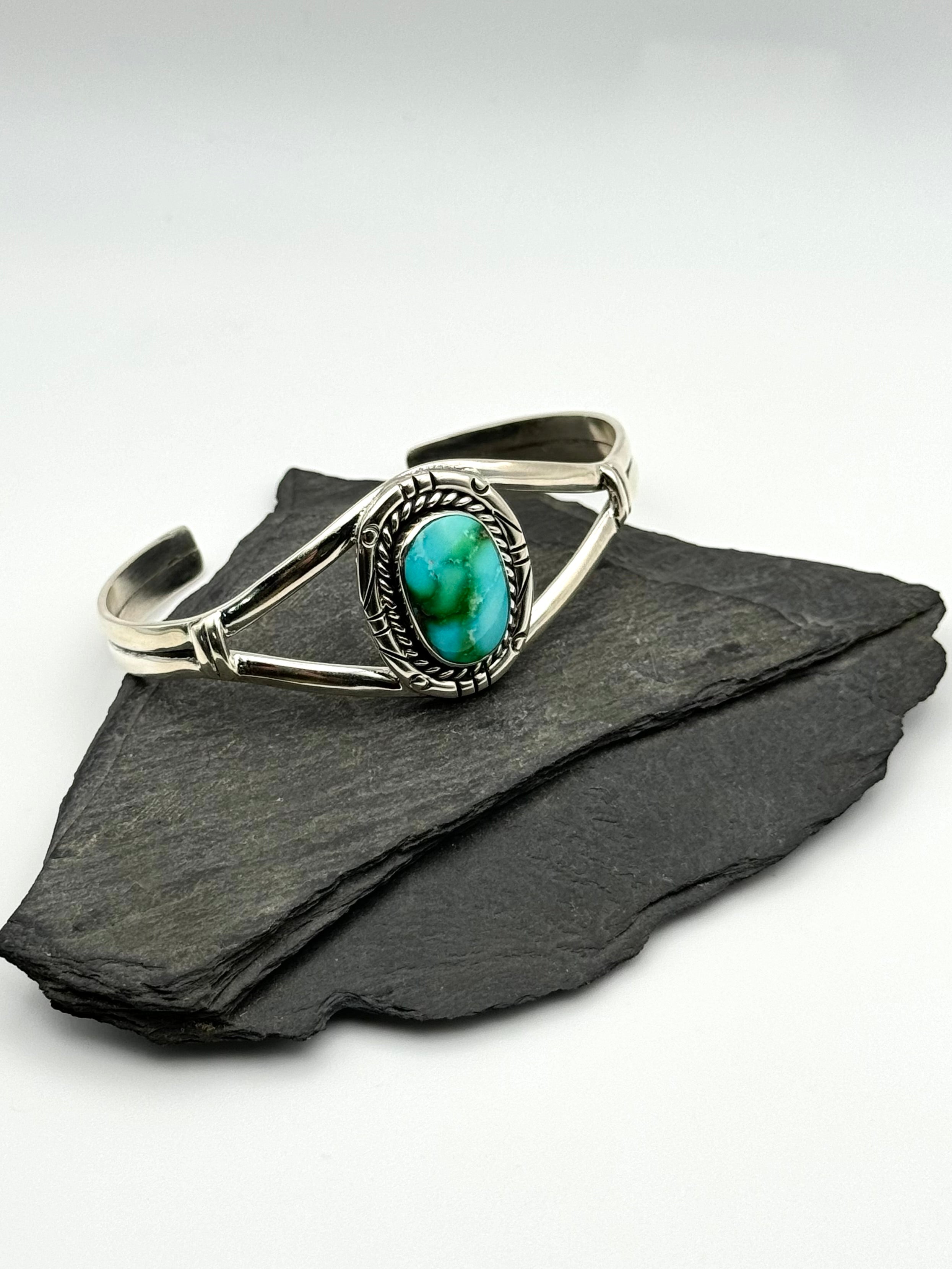 •SONORAN GOLD TURQUOISE• Navajo silver cuff bracelet (6.75" +/-)