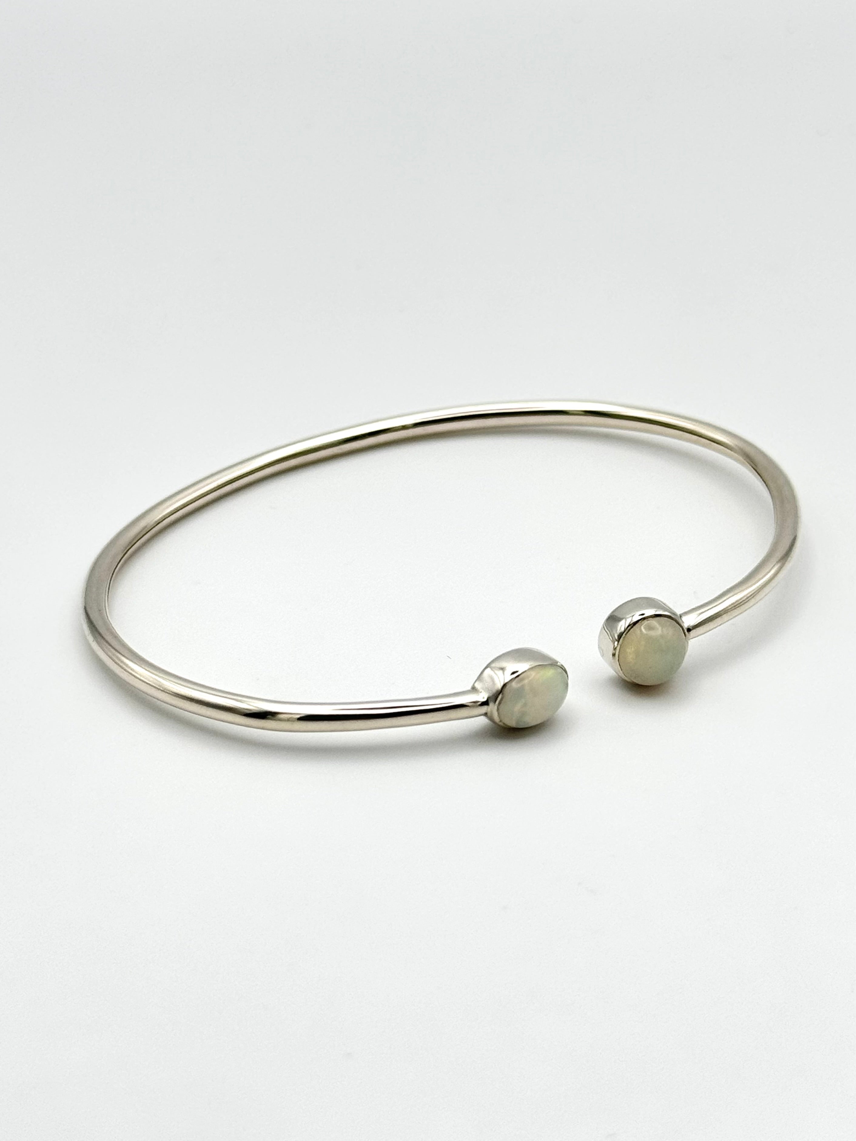 •OVAL + CIRCLE• ethiopian opal + silver twist-on cuff bracelet