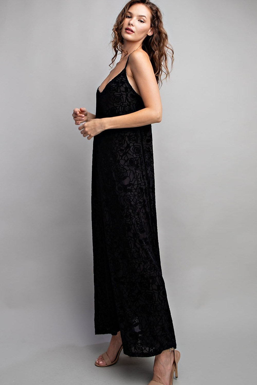 •RAVEN• floral velvet burnout maxi dress