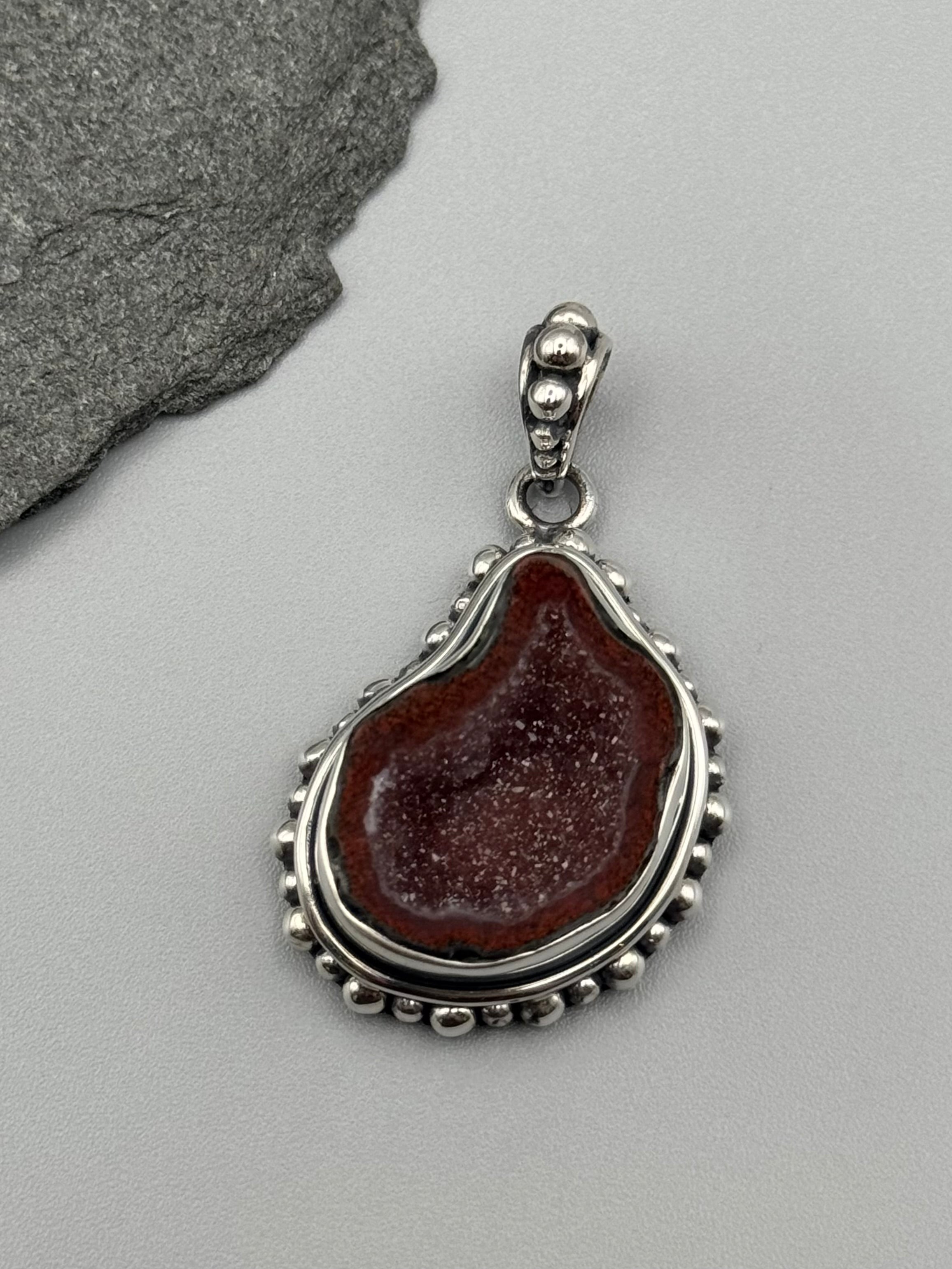 •COCONUT DRUZY - DOTTED FREEFORM 3• sterling silver pendant