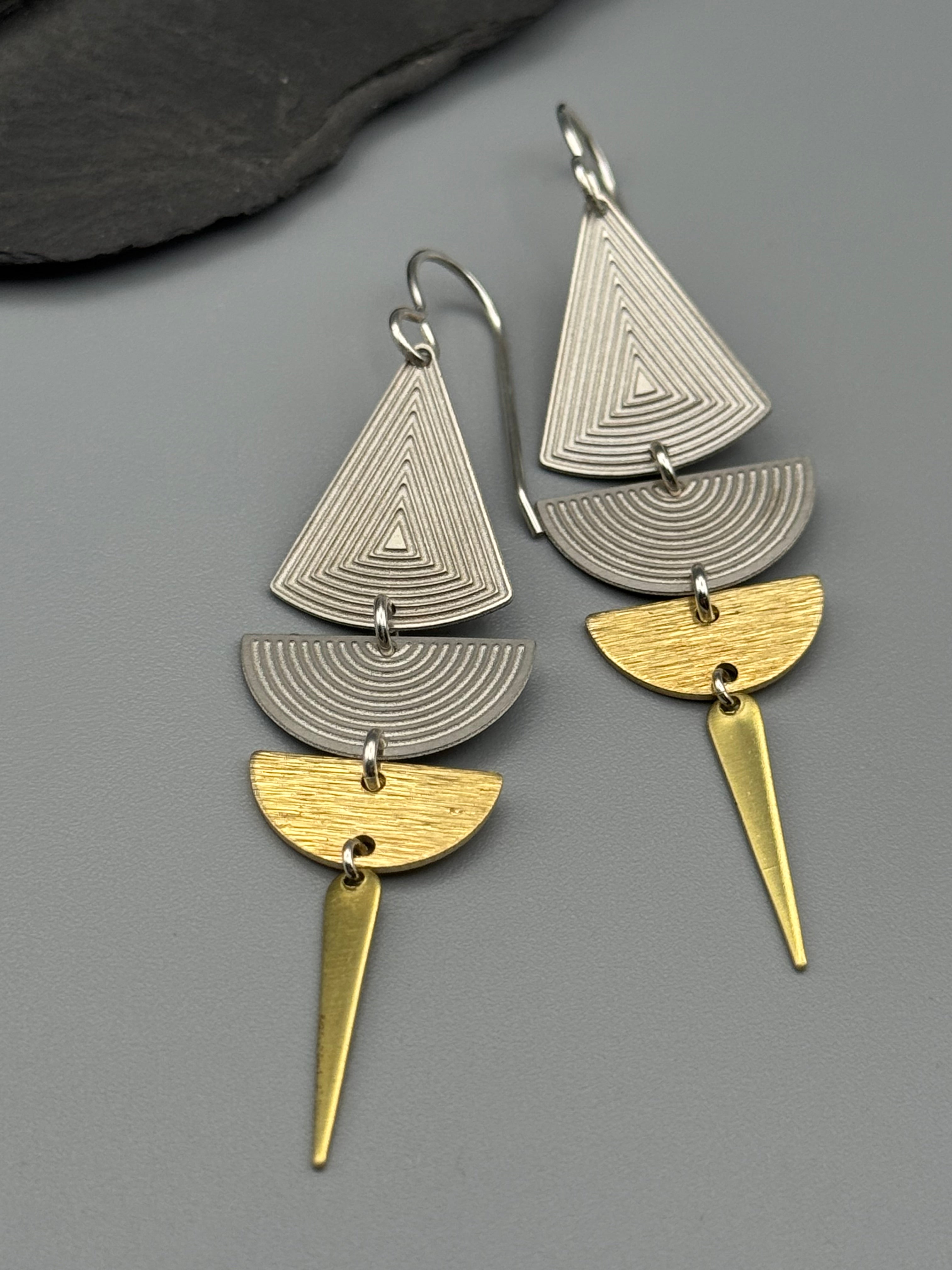 •SHAPE SHIFTER• mixed metal dangle earrings