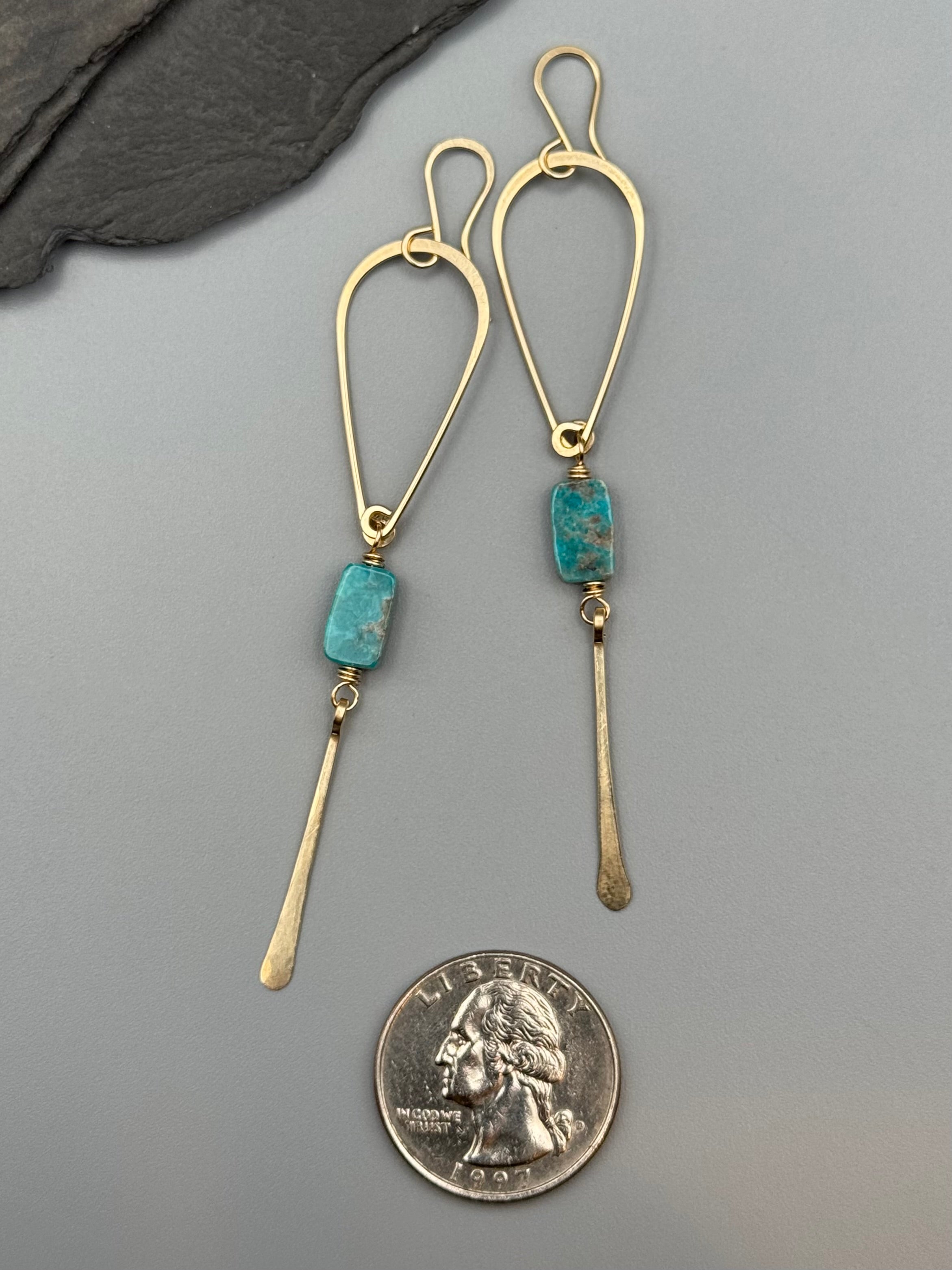 •DRIP• turquoise + gold dangle earrings