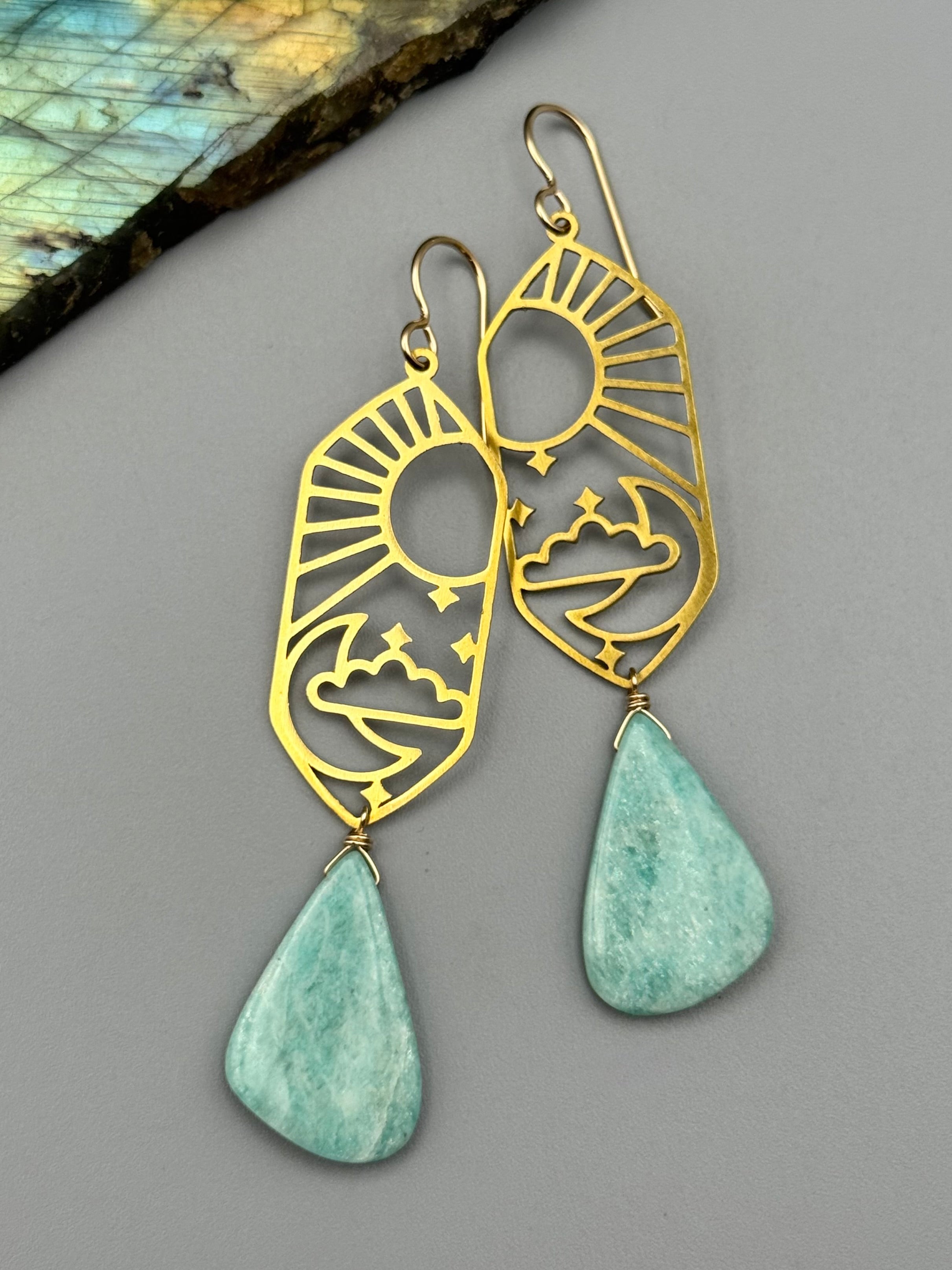 •CELESTIAL NAVIGATION• amazonite wing + gold earrings