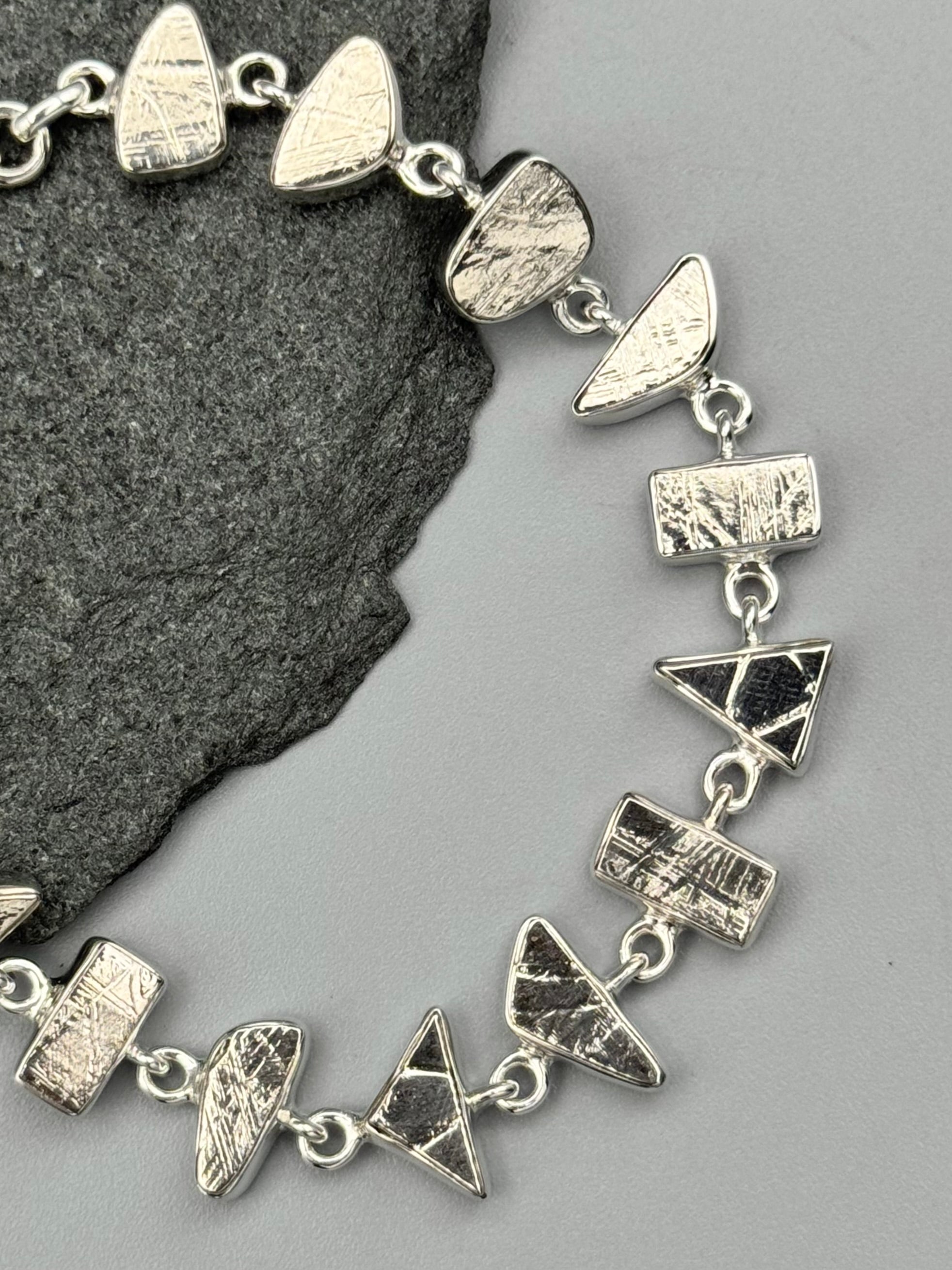 •METEORITE - GEO MIX• linked silver bracelet (7.25" - 9")