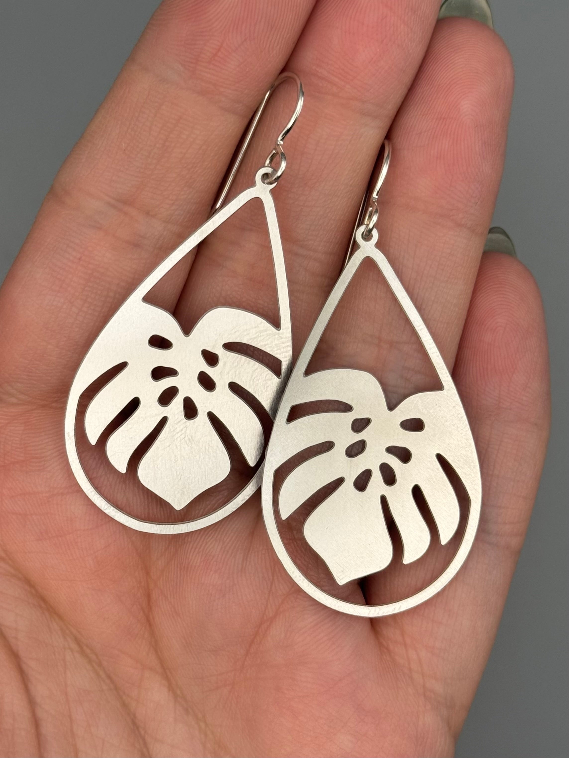 •MONSTERA• silver dangle earrings
