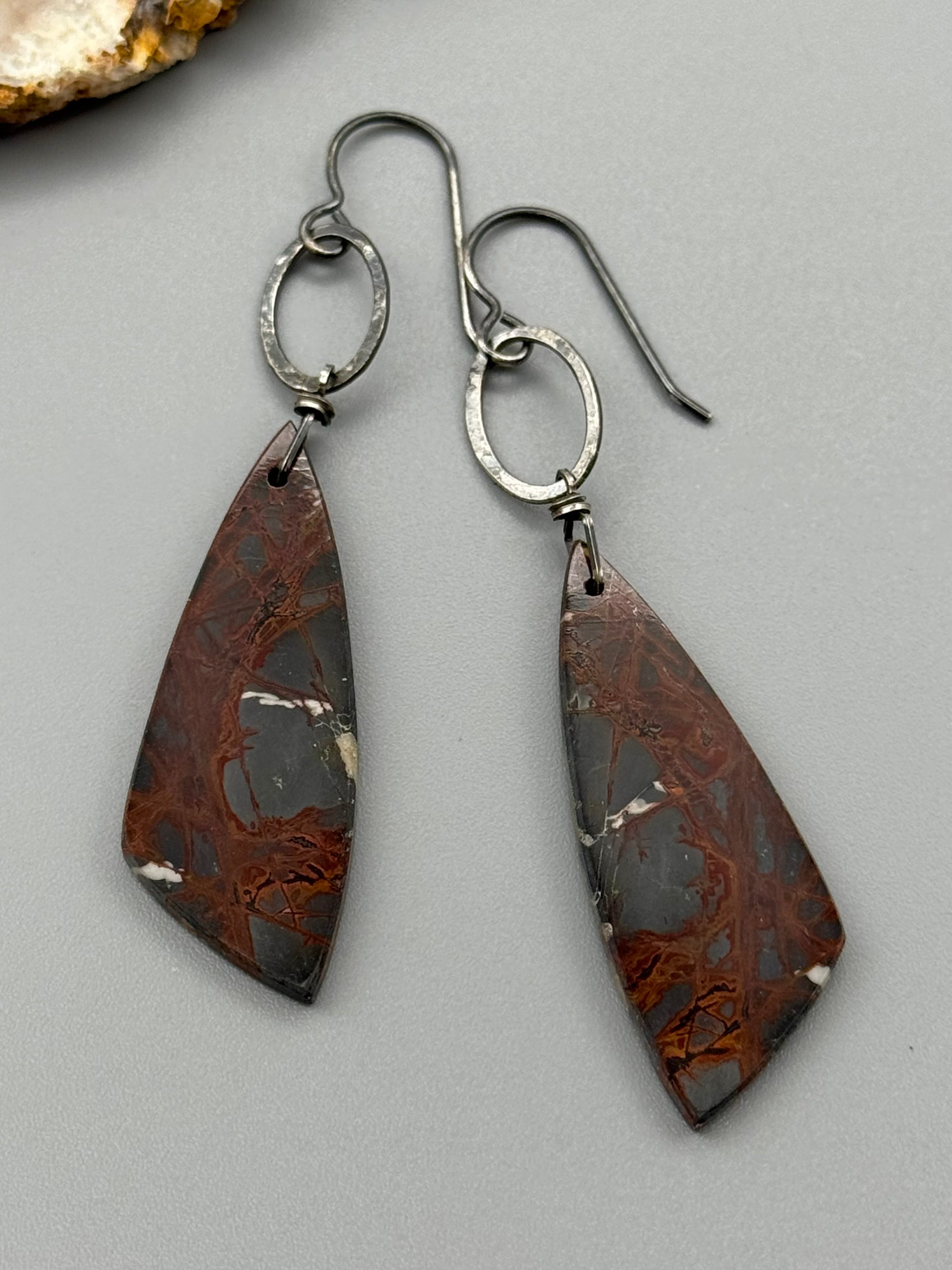 •IO• red creek jasper wing + silver earrings