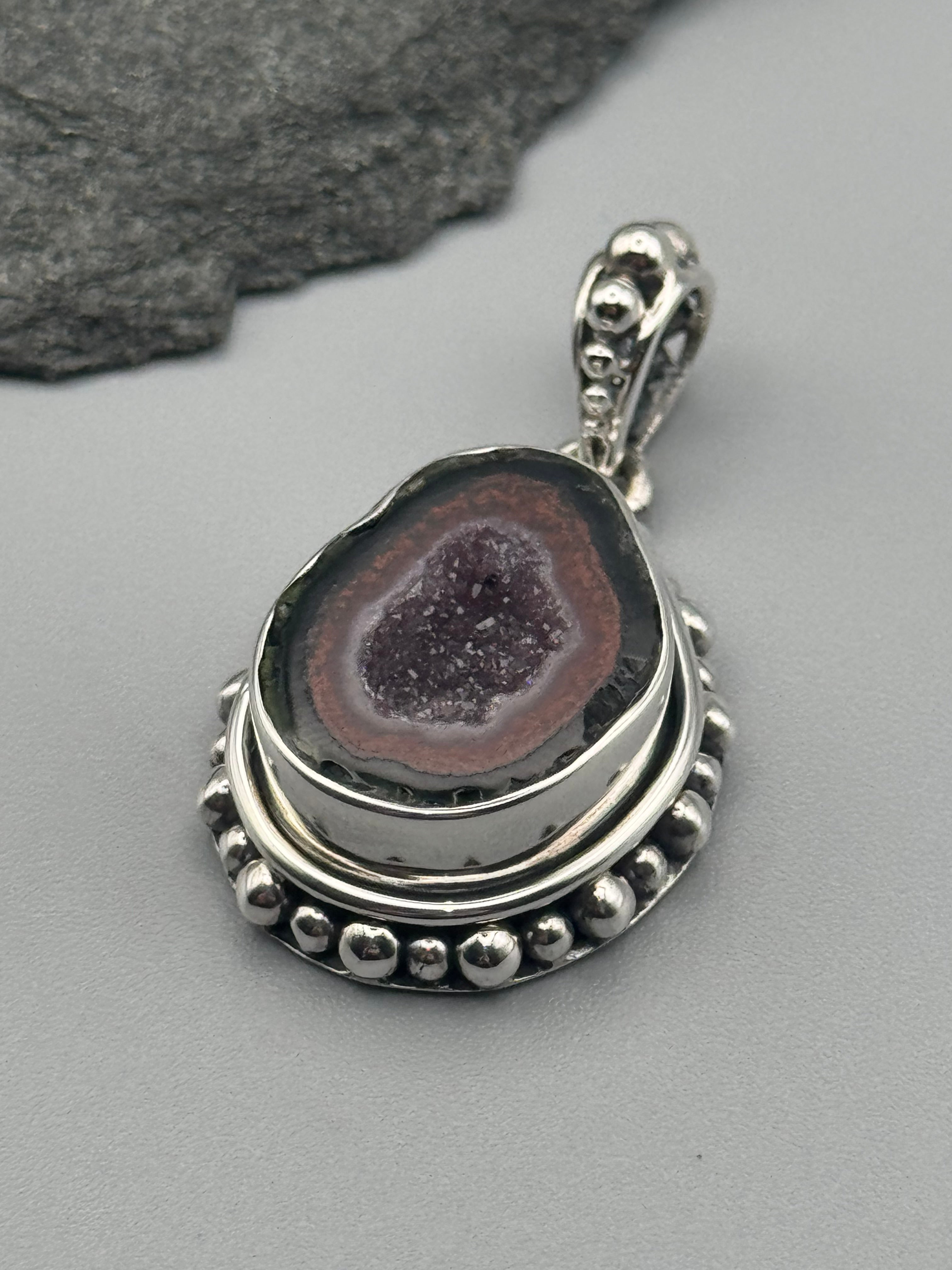 •COCONUT DRUZY - DOTTED FREEFORM 1• sterling silver pendant