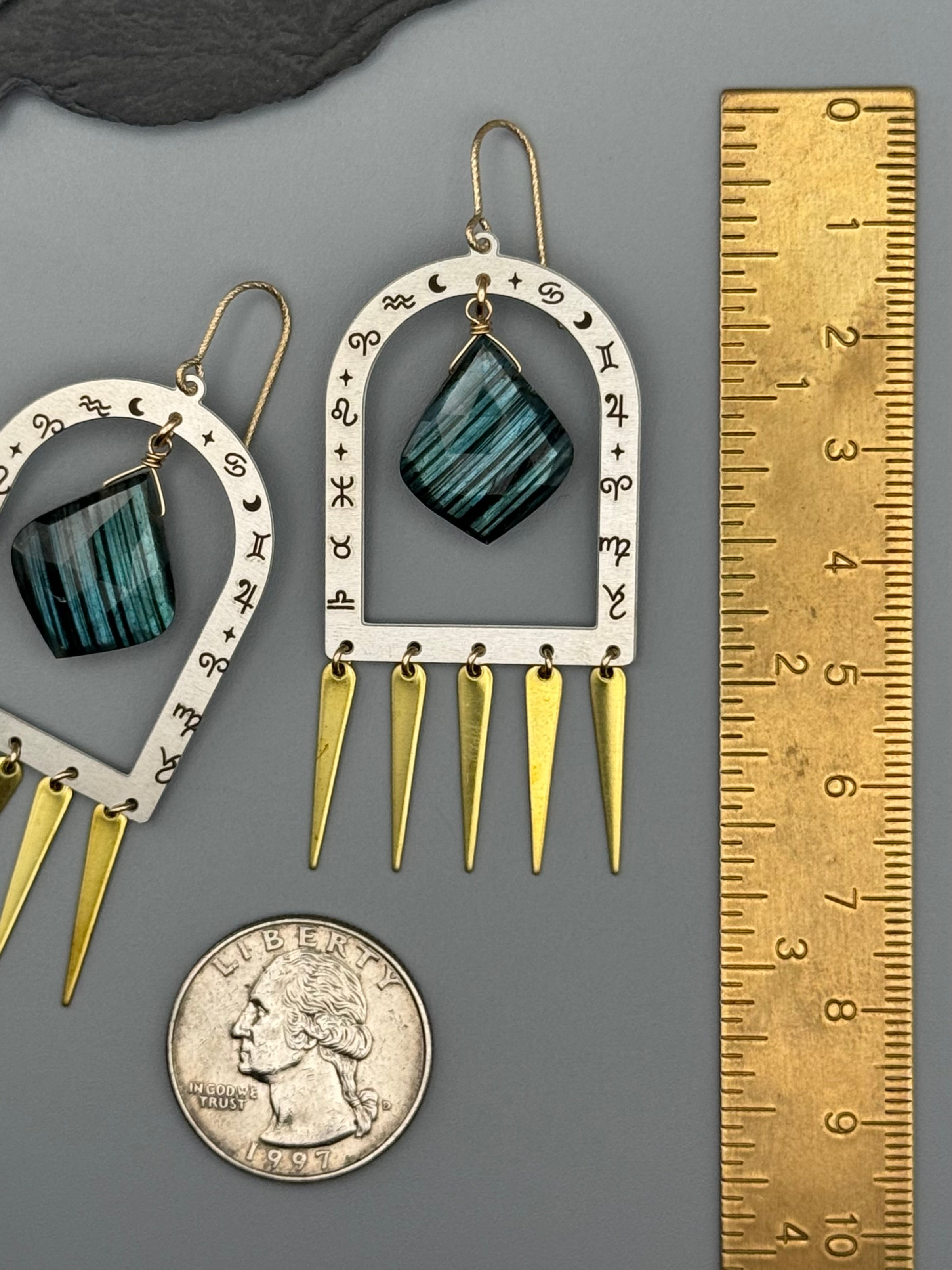 •ASTROLOGICAL• labradorite + mixed metal earrings