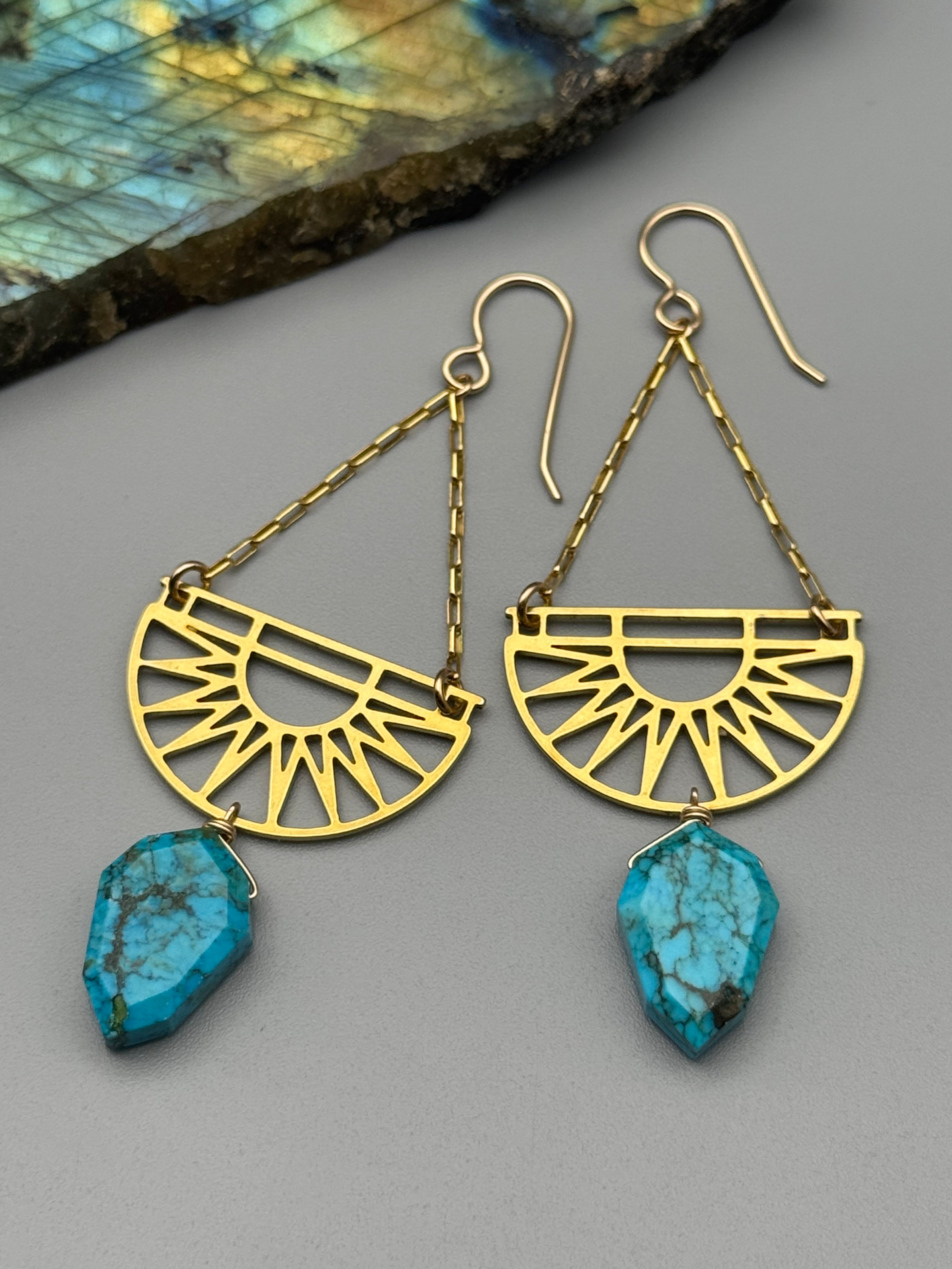 •KALEIDOSCOPE EYES• turquoise + gold earrings