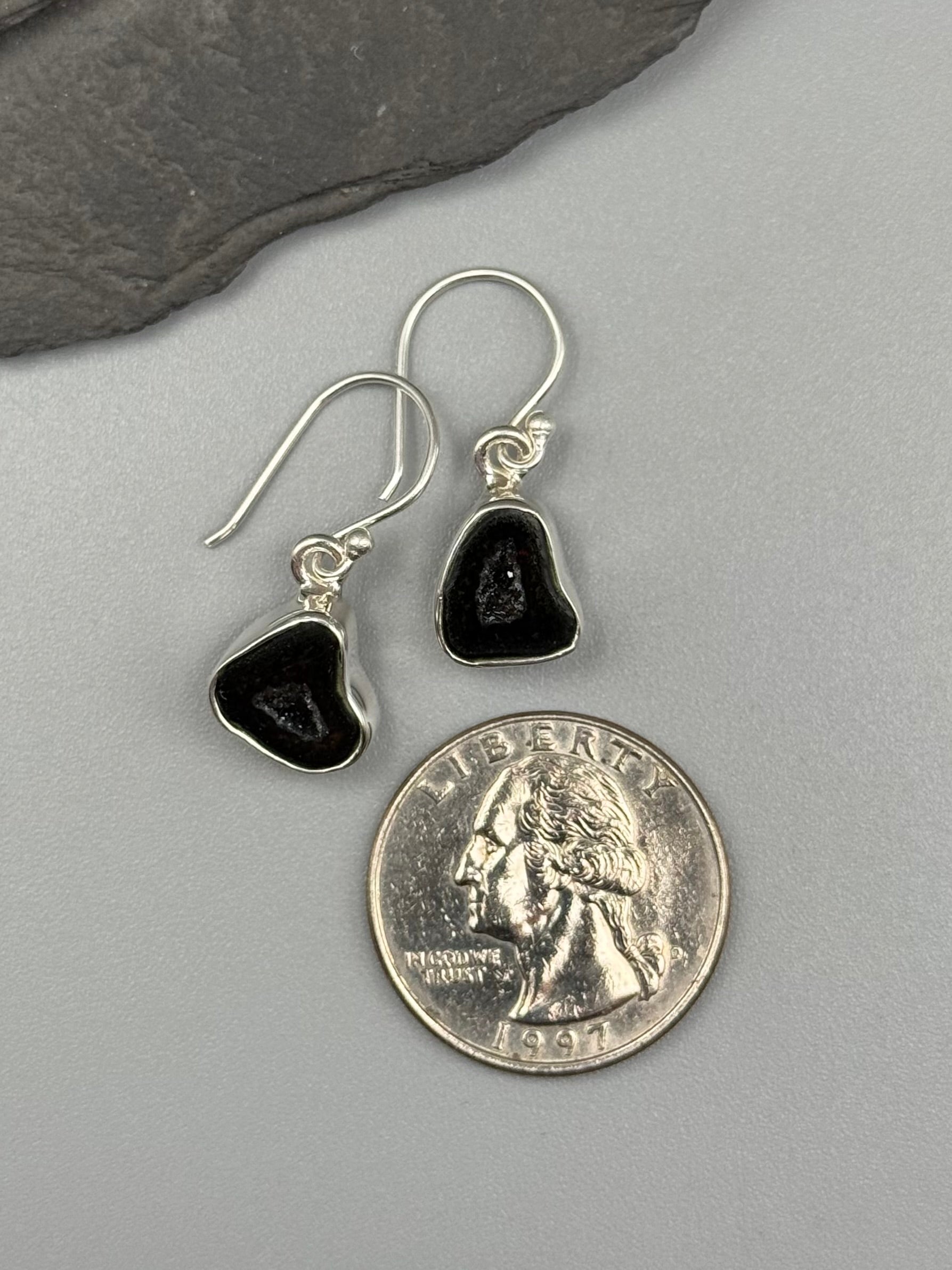 •ORGANIC FREEFORM• coconut druzy + silver dangle earrings