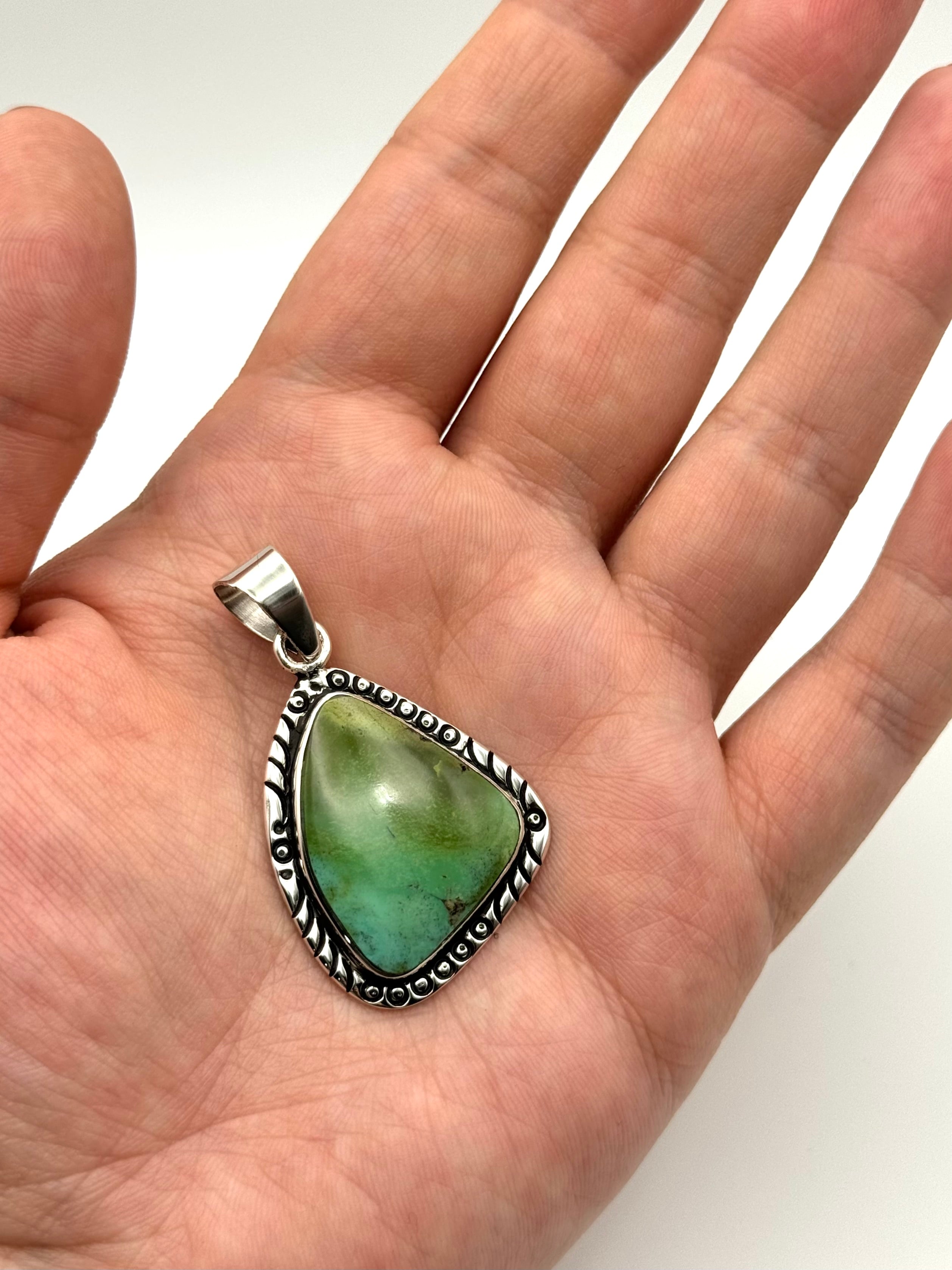 •SONORAN GOLD TURQUOISE - 2• Navajo silver pendant