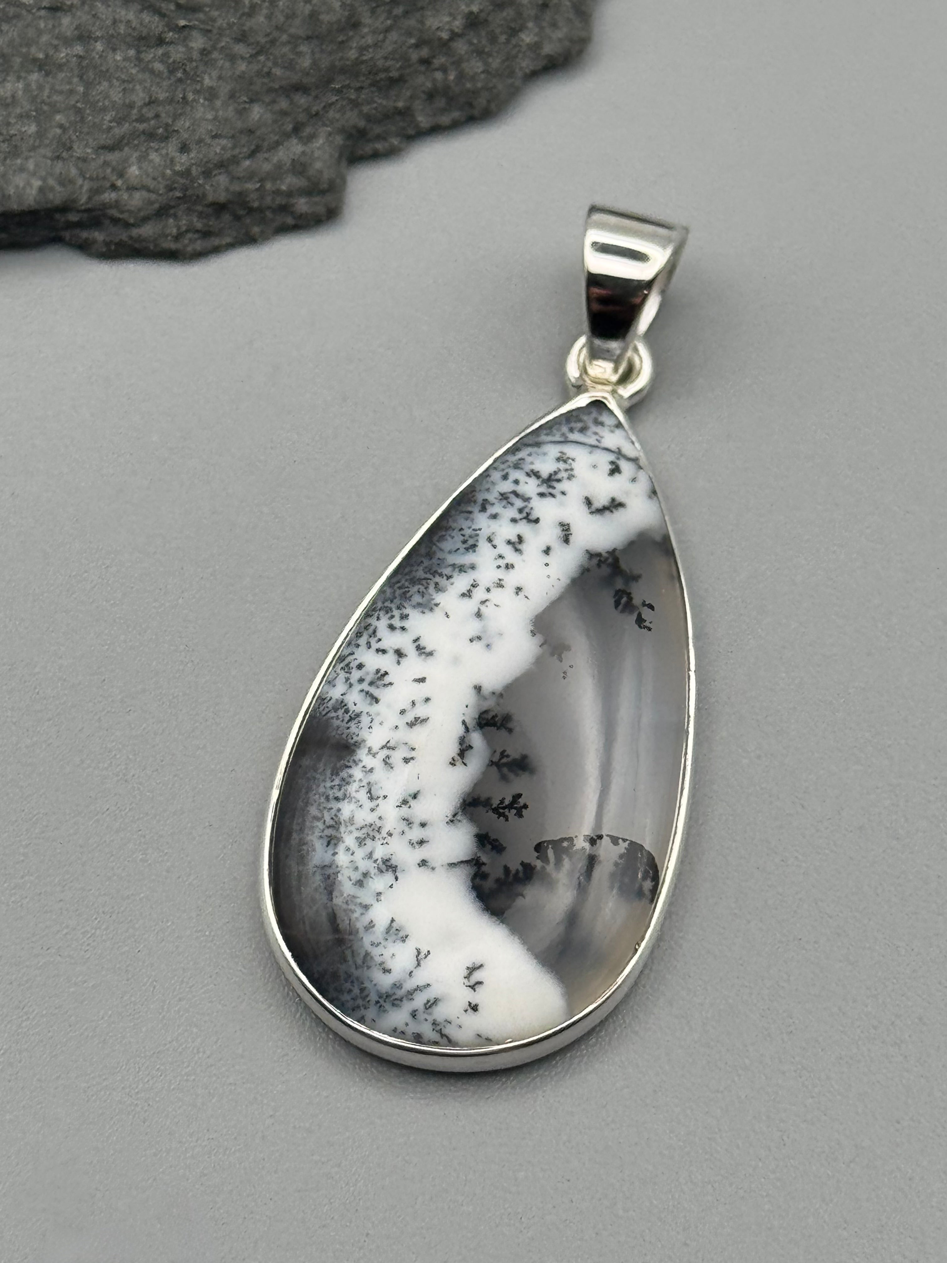 •DENDRITIC OPAL - TEAR 1• sterling silver pendant