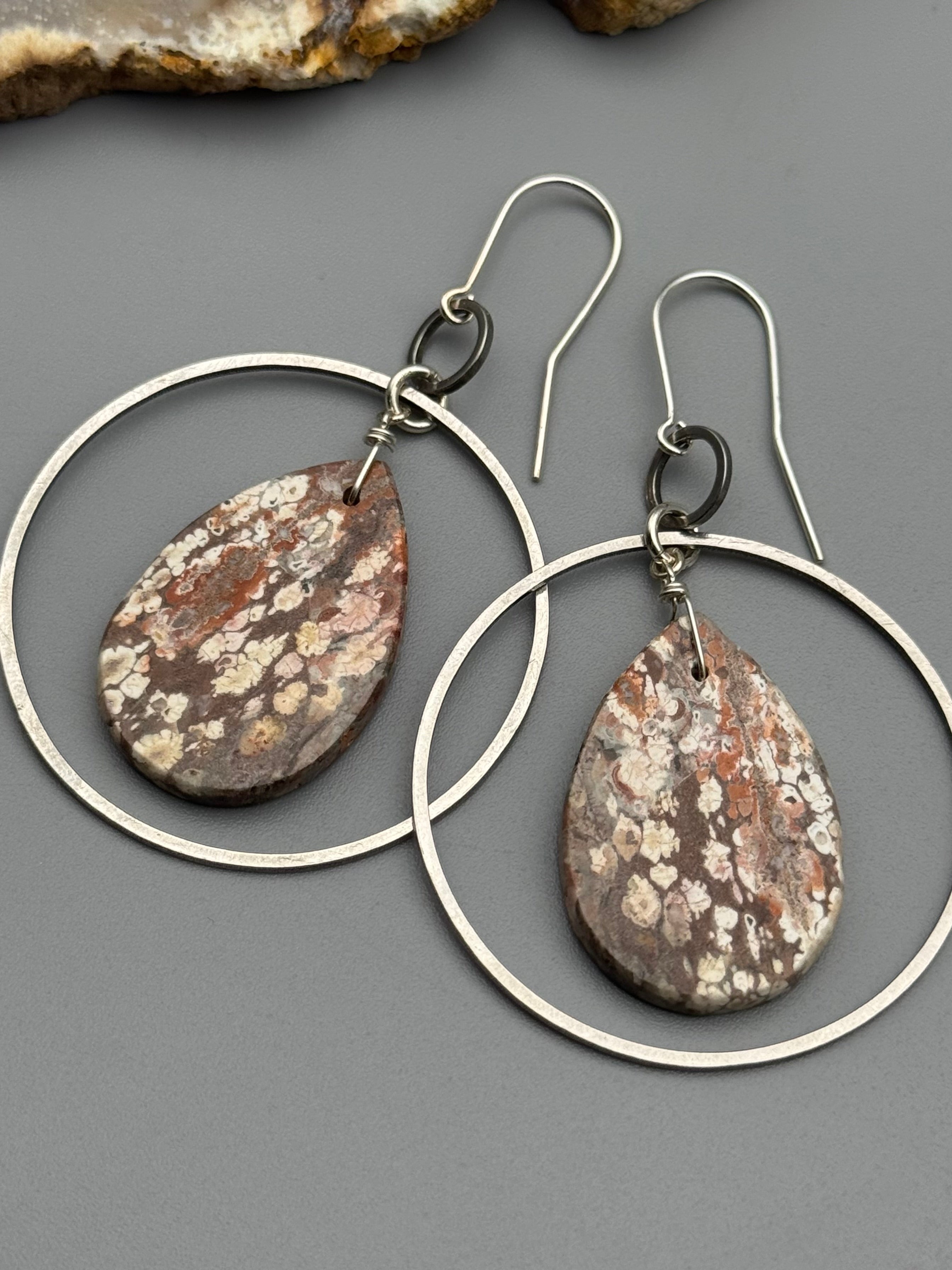 •EQUA-ORBIT• jasper teardrop + silver earrings
