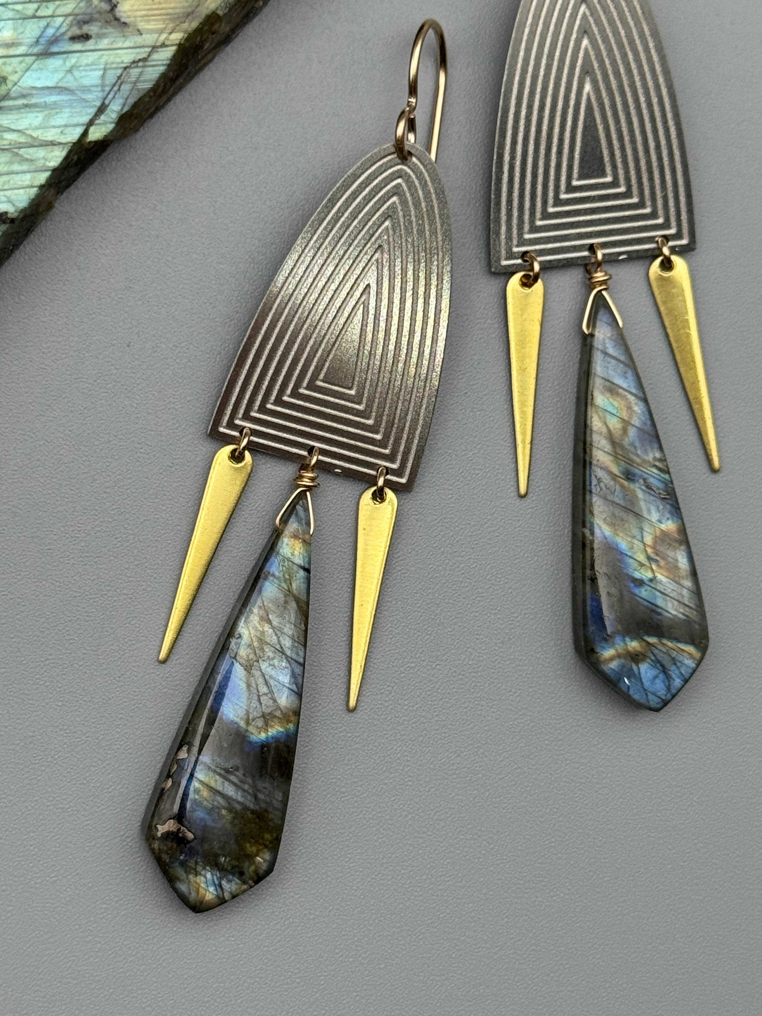 •PORTAL DANCE• labradorite + mixed metal earrings