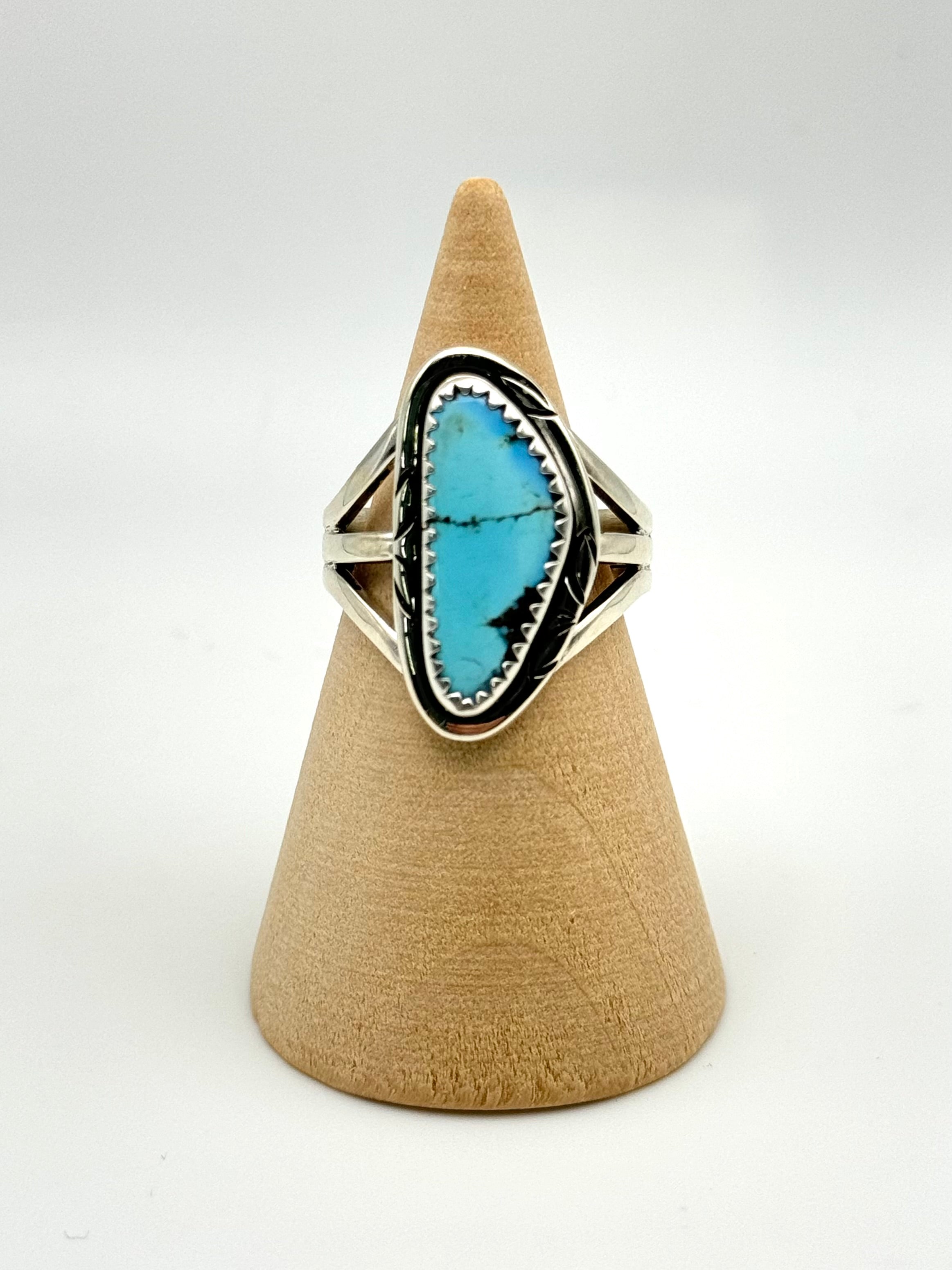 •GOLDEN HILL TURQUOISE• Navajo silver ring (size 7.25)