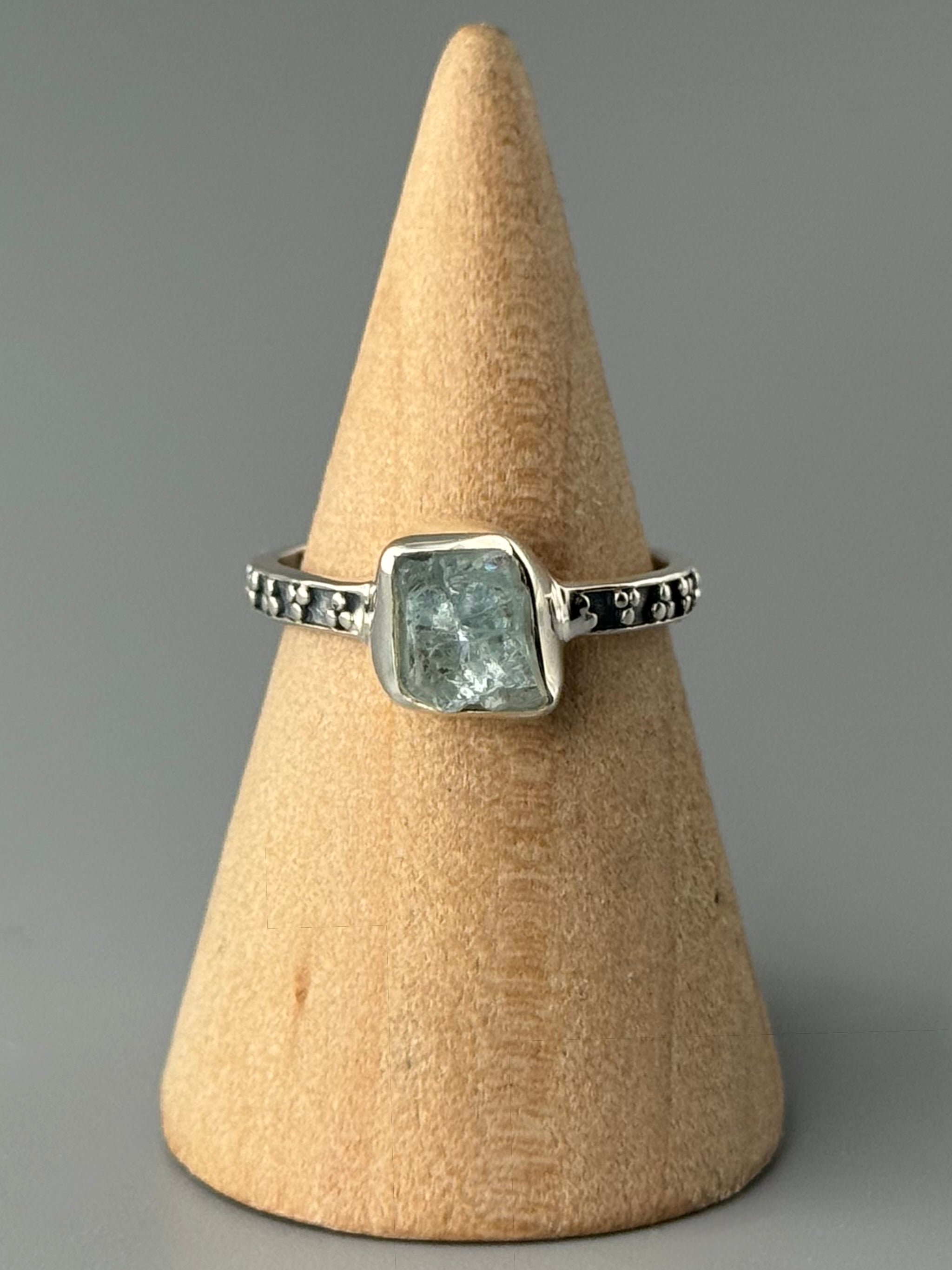 •AQUAMARINE• elemental dot silver ring (various sizes)