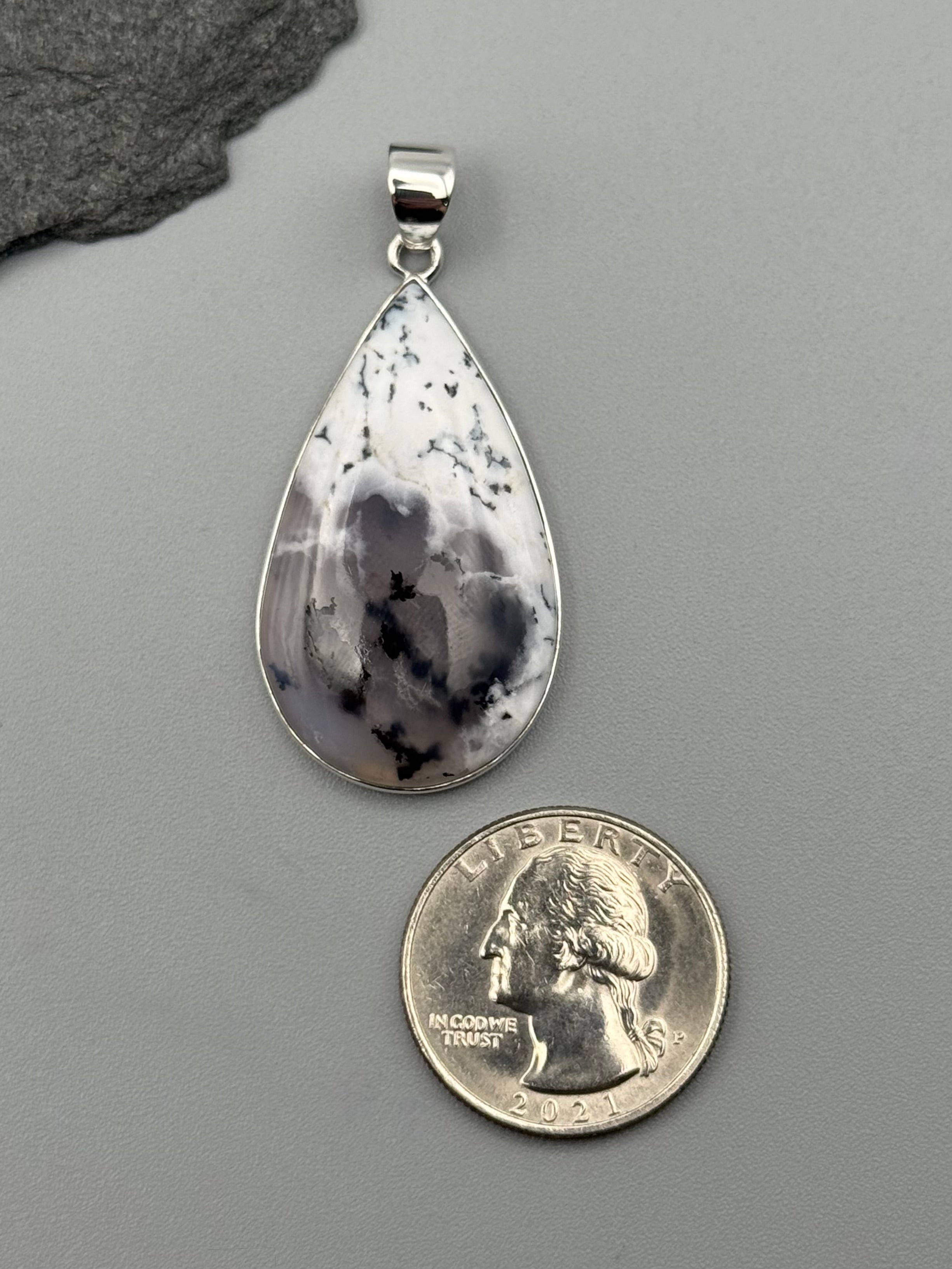 •DENDRITIC OPAL - TEAR 2• sterling silver pendant