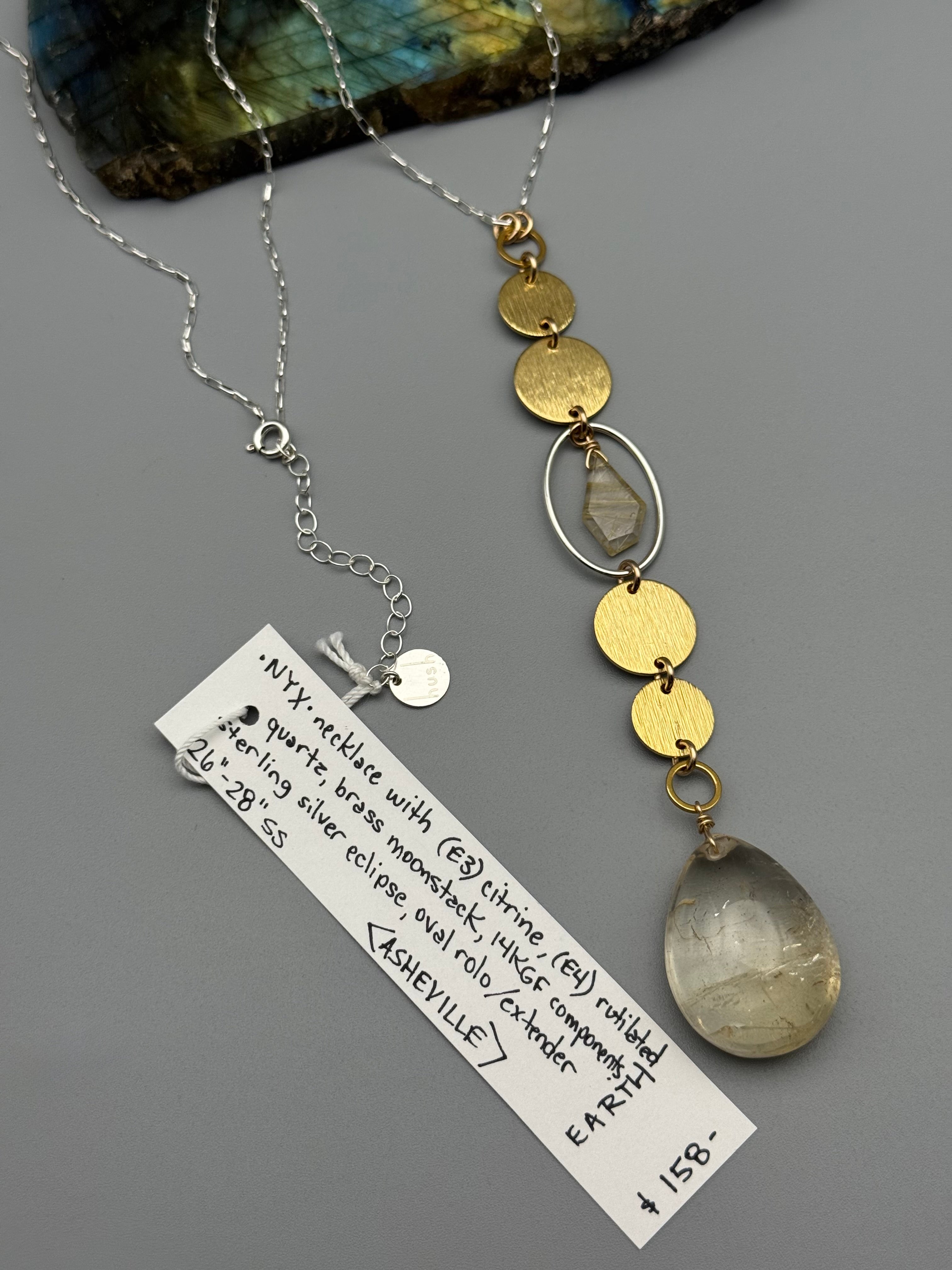 •NYX• rutilated quartz + citrine mixed metal necklace (26"-28" long)