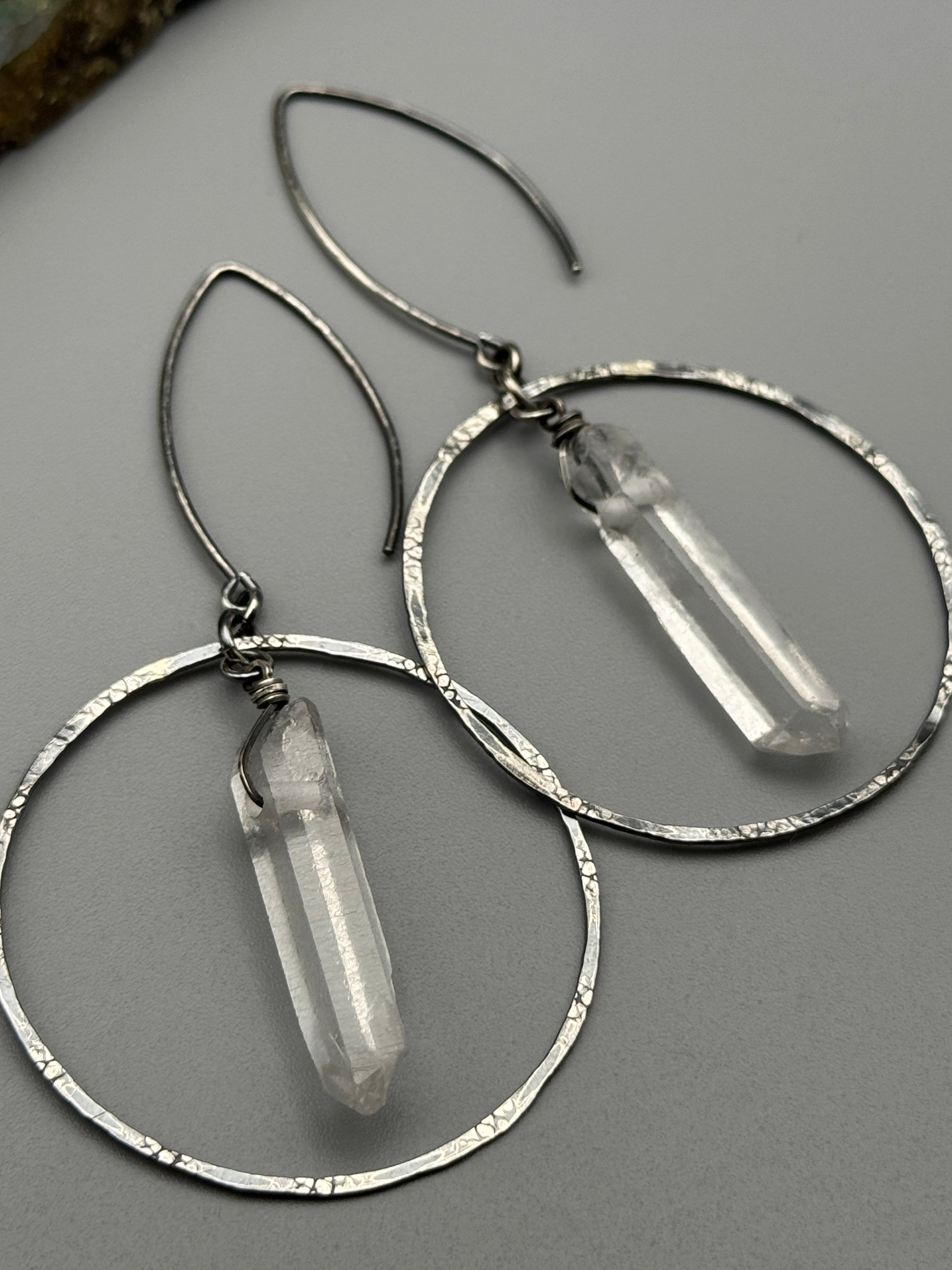 •LUNA• raw quartz point + silver earrings