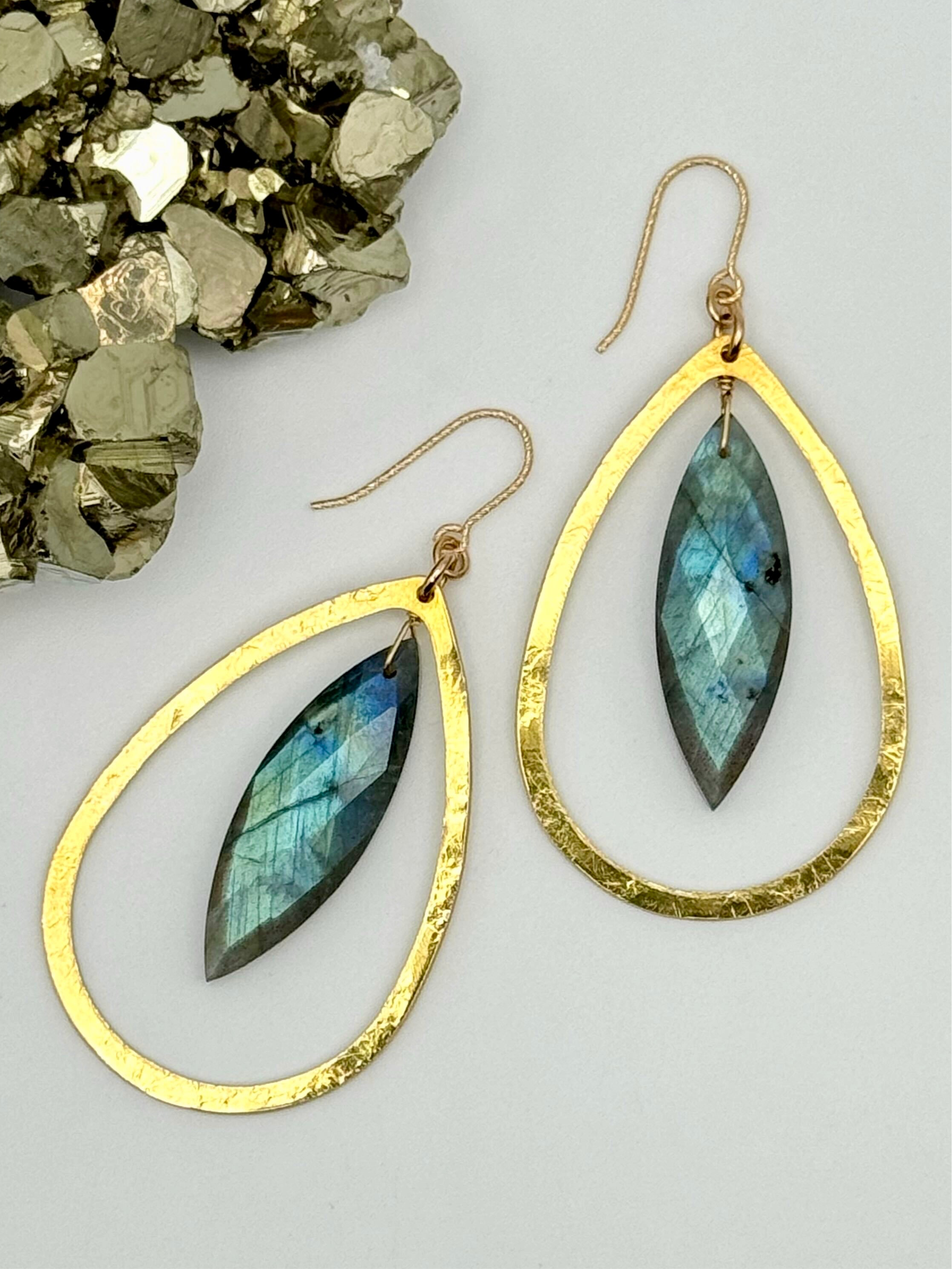 •RIVERDANCE• labradorite + gold dangle earrings