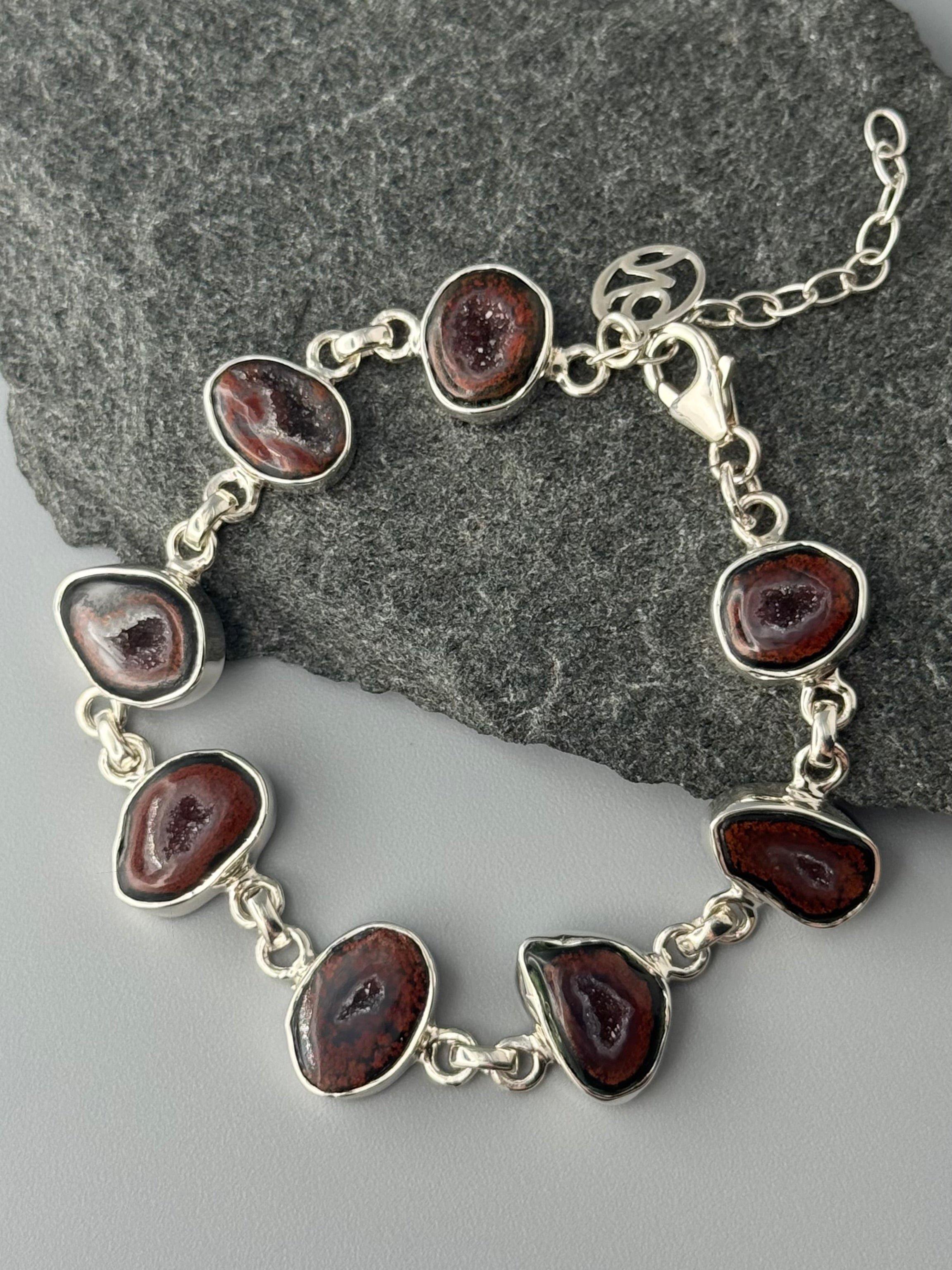 •COCONUT DRUZY• linked silver bracelet (6.5" - 7.75")