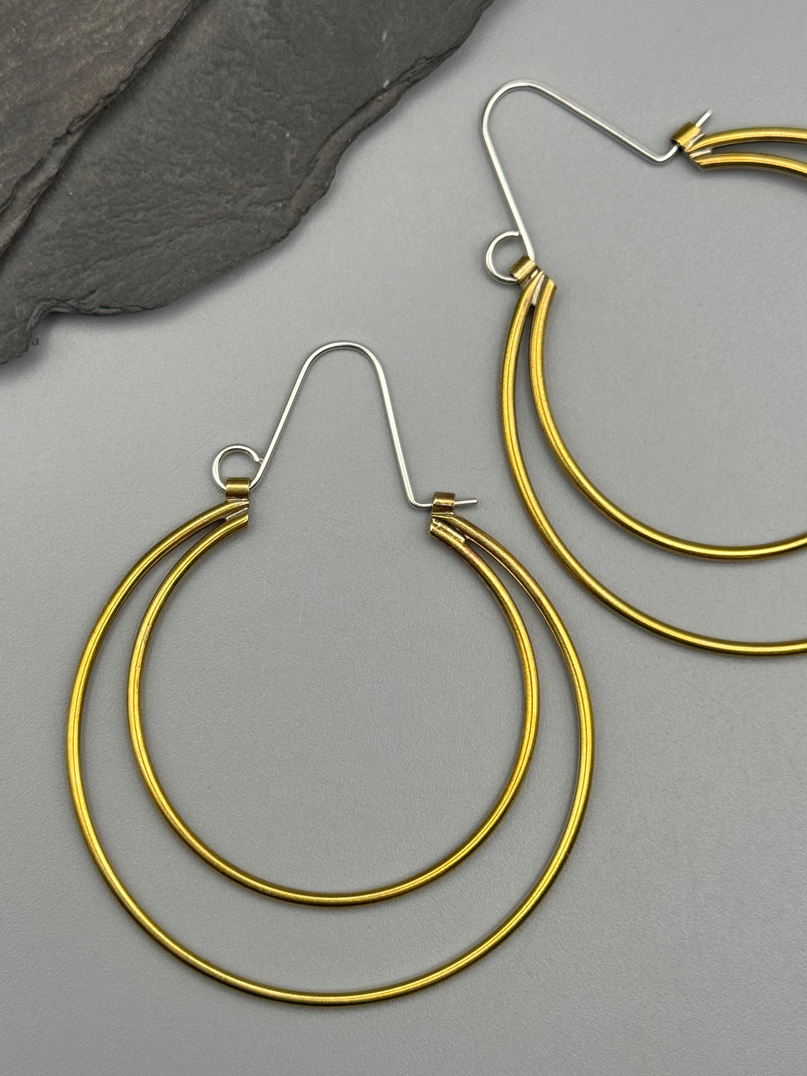•CRESCENT• brass hoop earrings