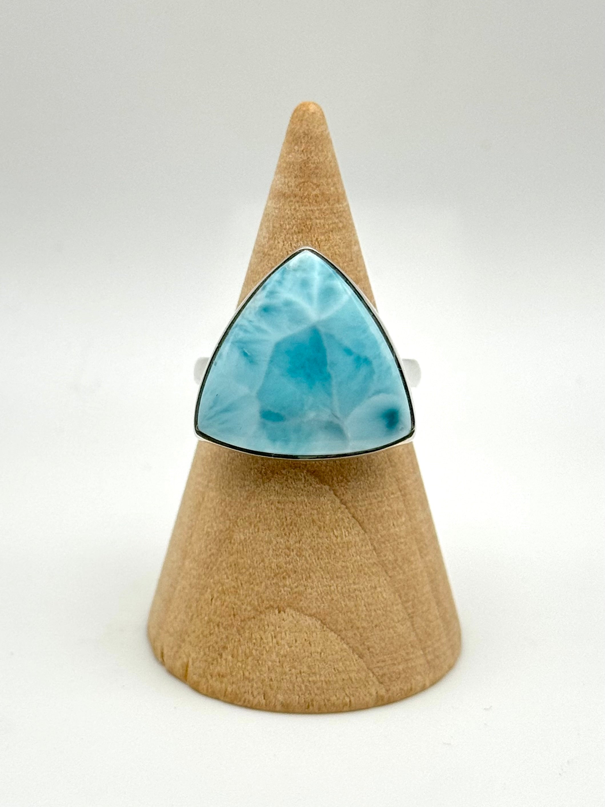 •LARIMAR - LARGER ROUNDED TRIANGLE• silver ring (size 8)