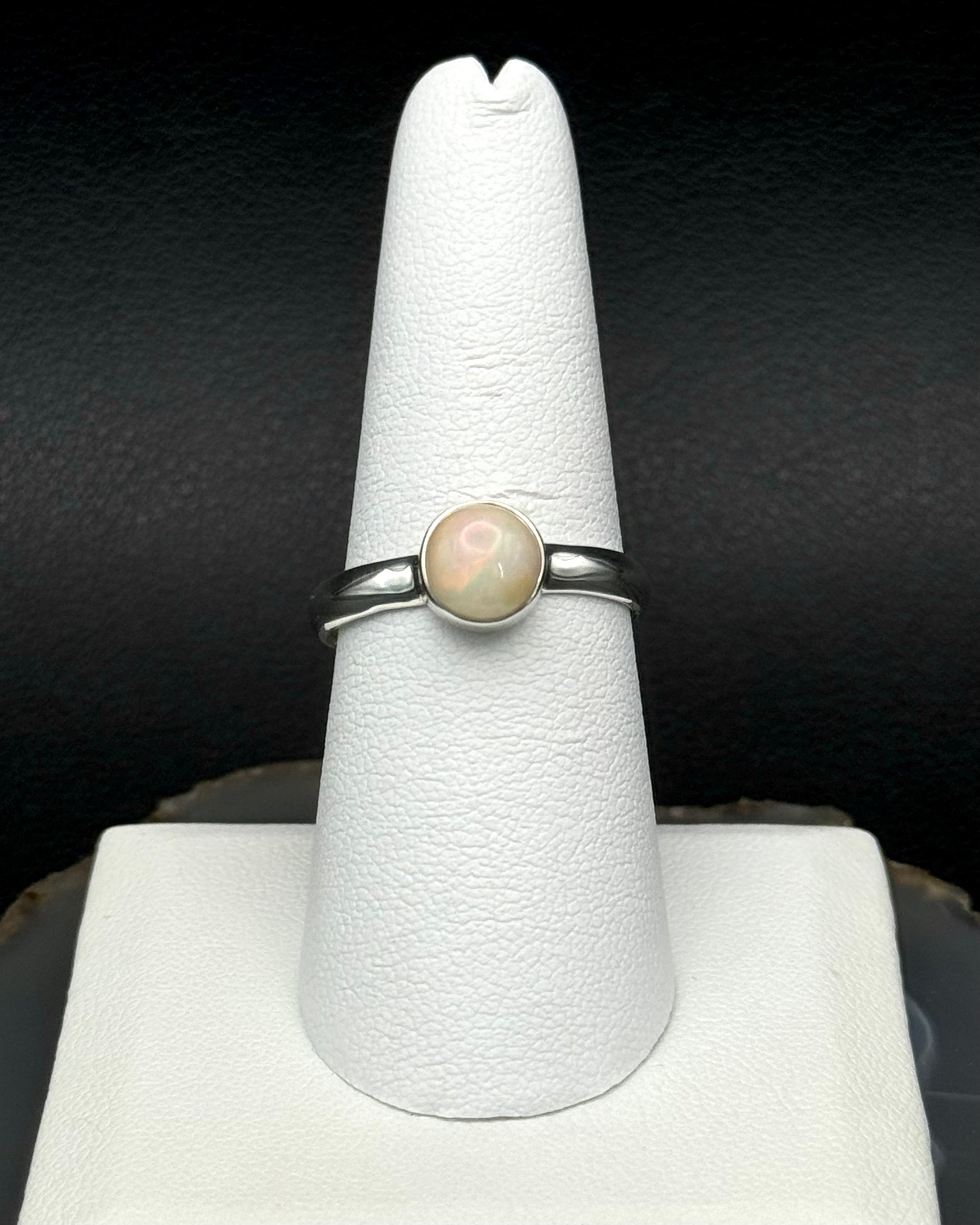 •ETHIOPIAN OPAL - SMALL CIRCLE• silver ring (size 9)