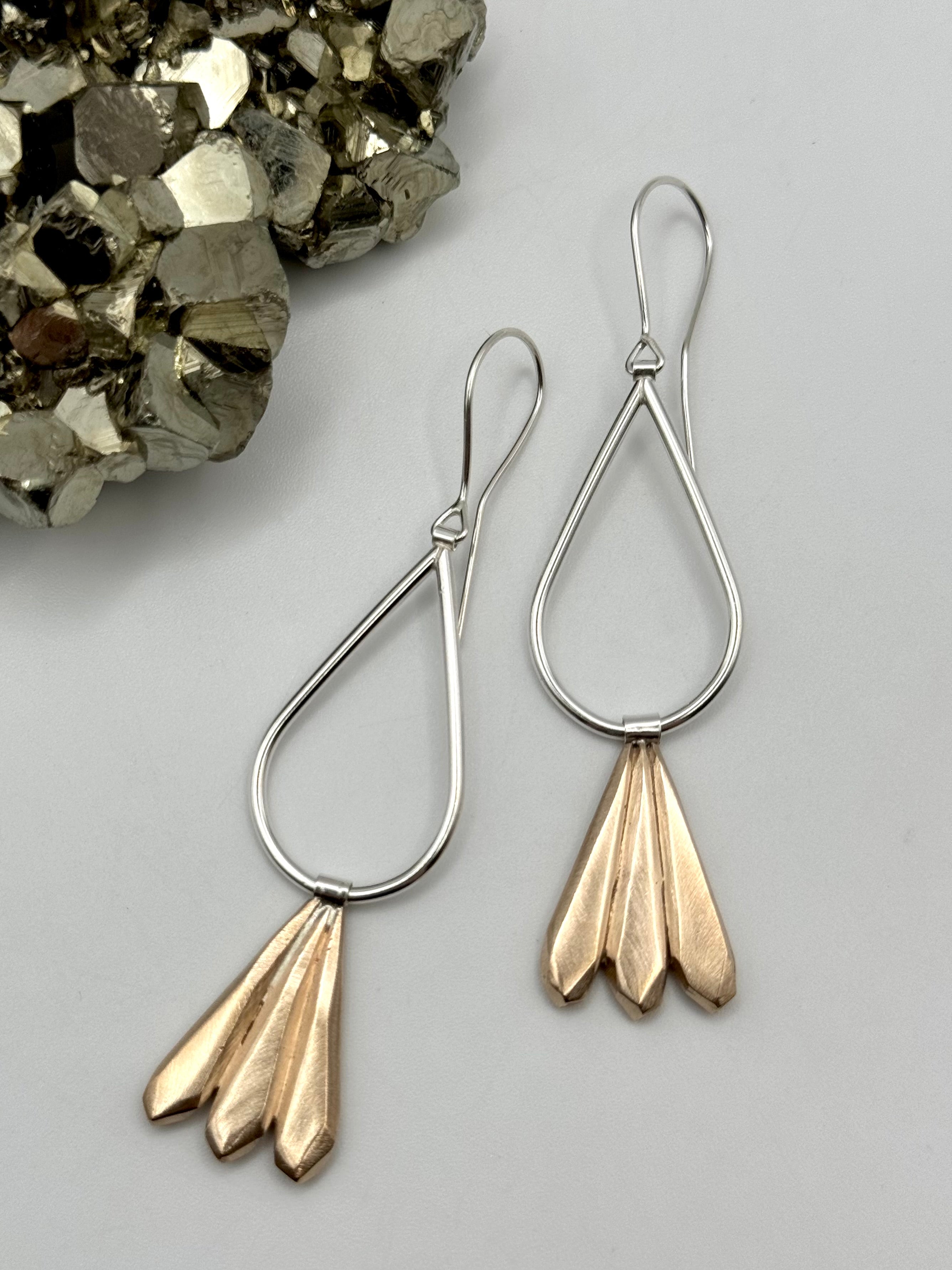 •DAGGER FAN• mixed metal dangle earrings