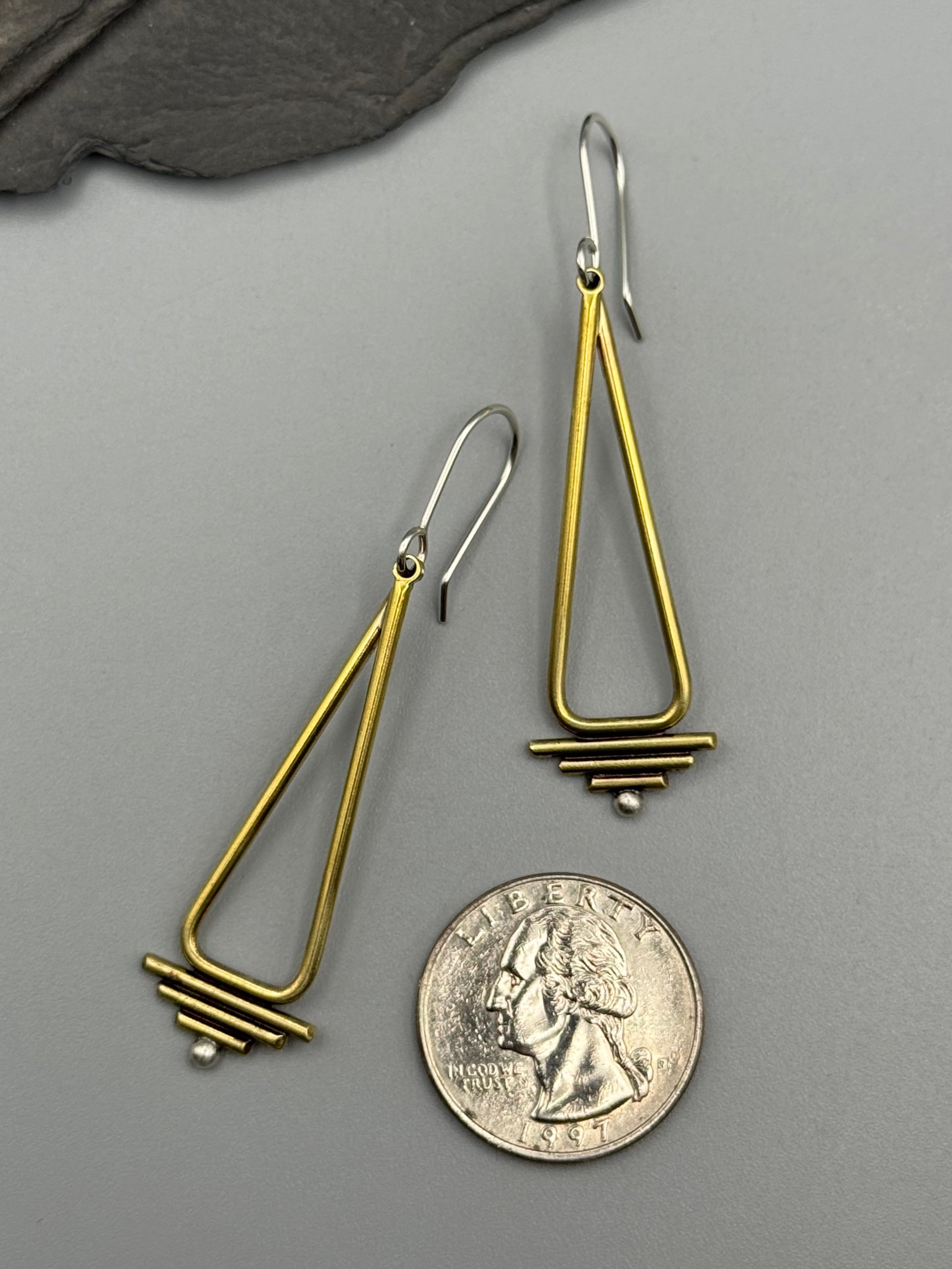 •RAIN DRUM• mixed metal dangle earrings