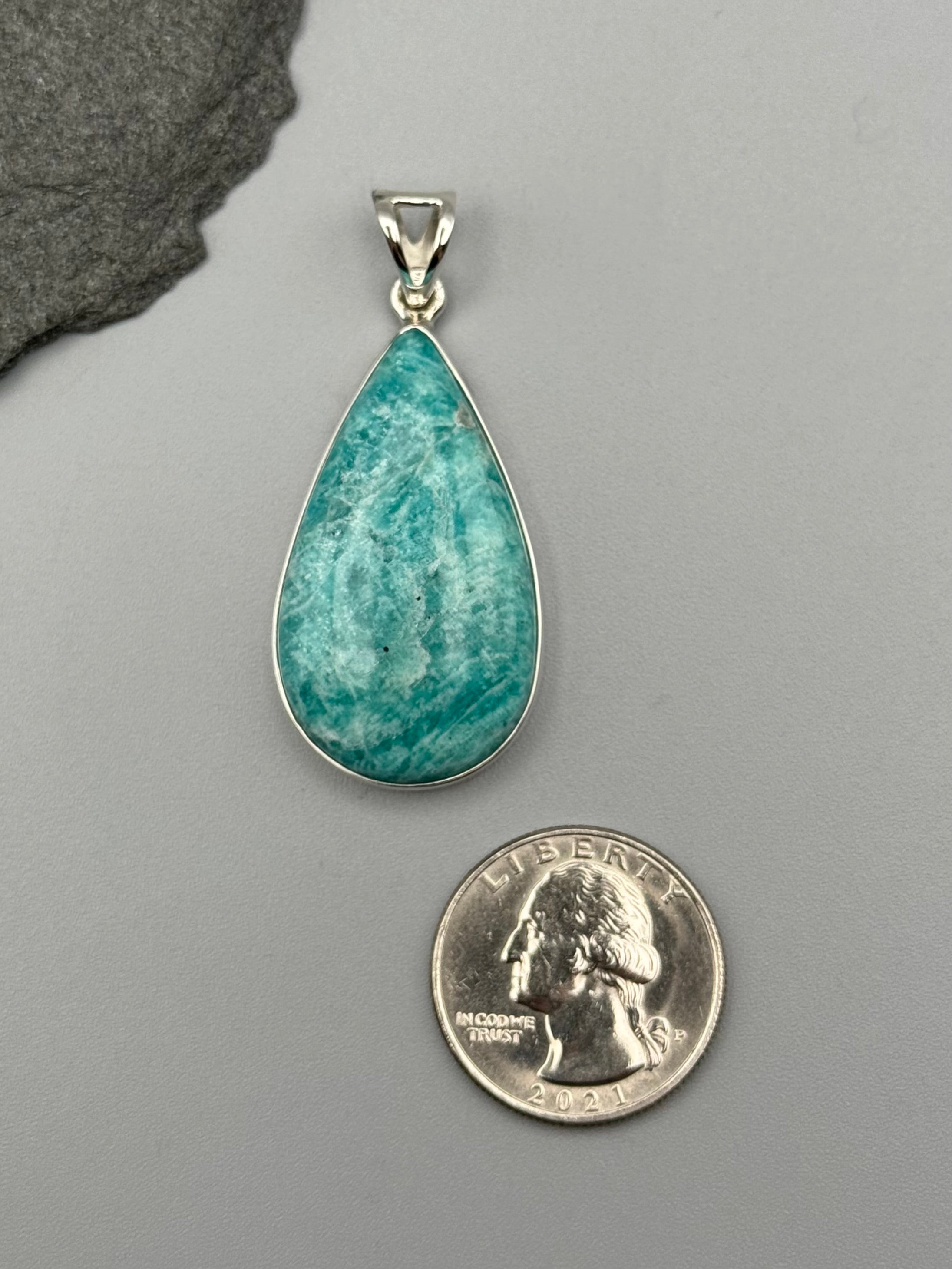 •AMAZONITE - TEAR 1• sterling silver pendant