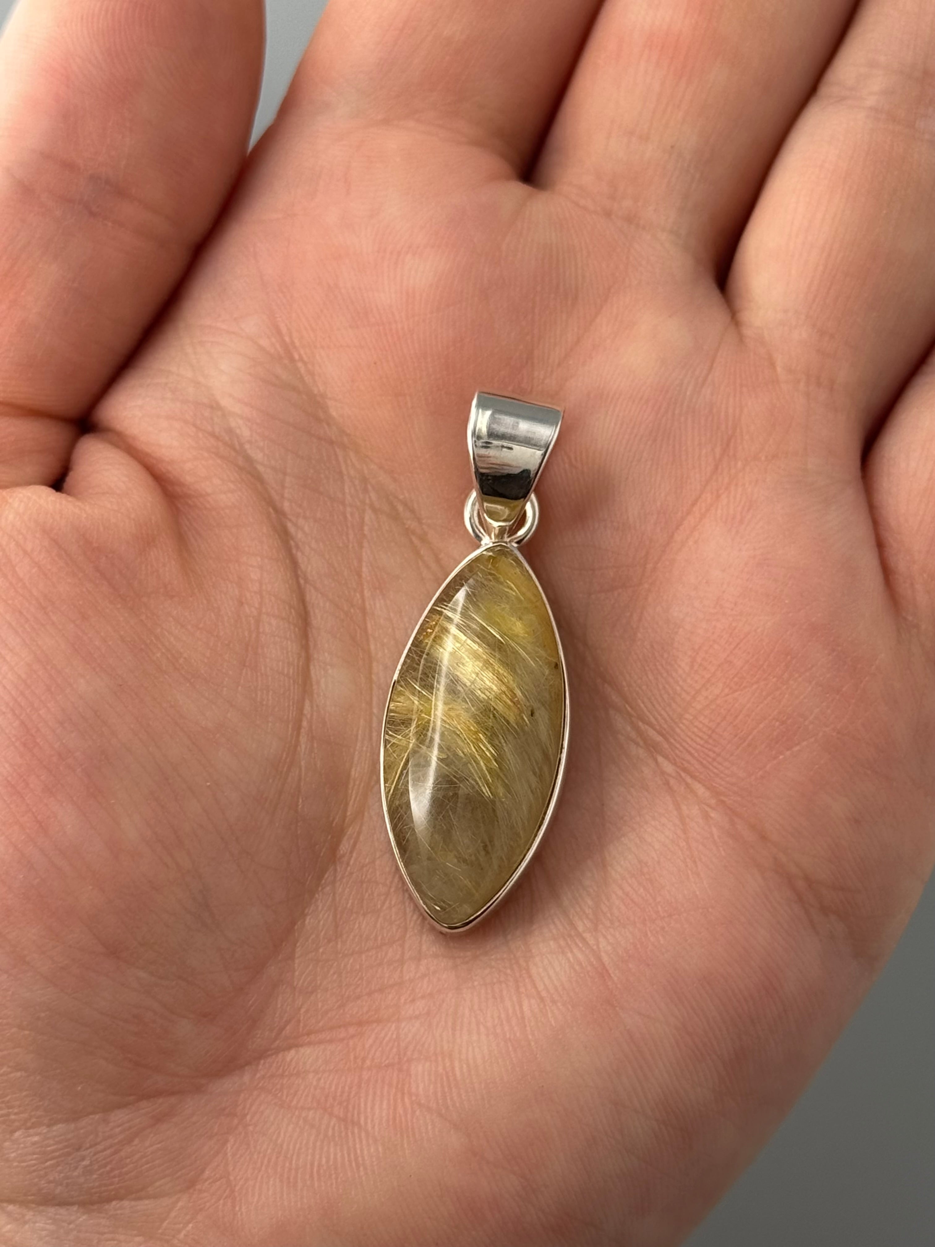 •RUTILATED QUARTZ - MEDIUM MARQUISE• sterling silver pendant