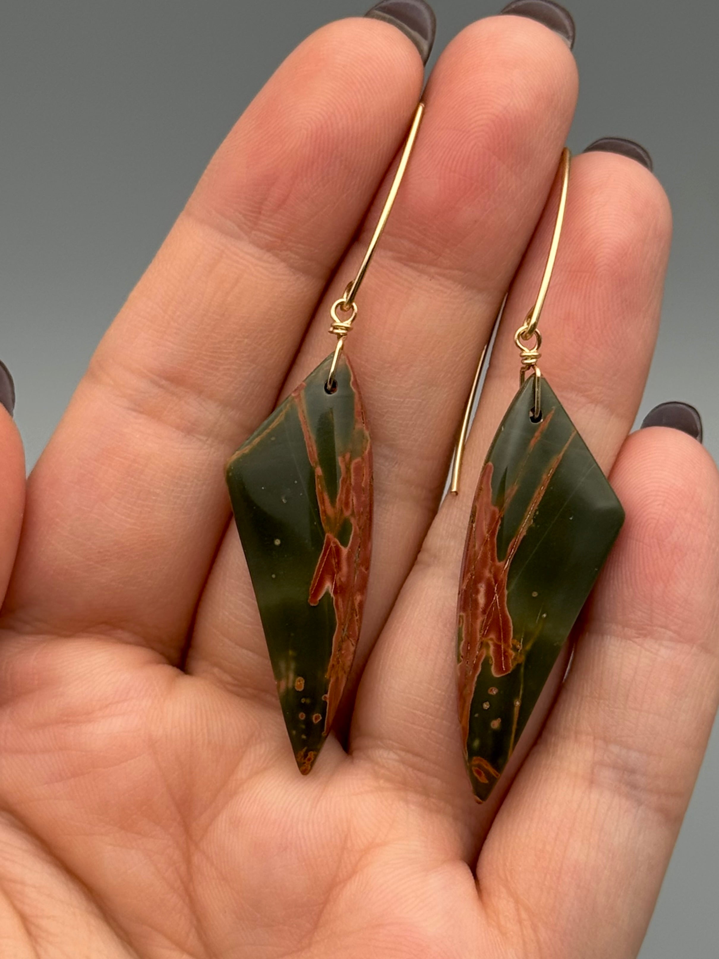 •STRAY• red creek jasper wing + gold earrings