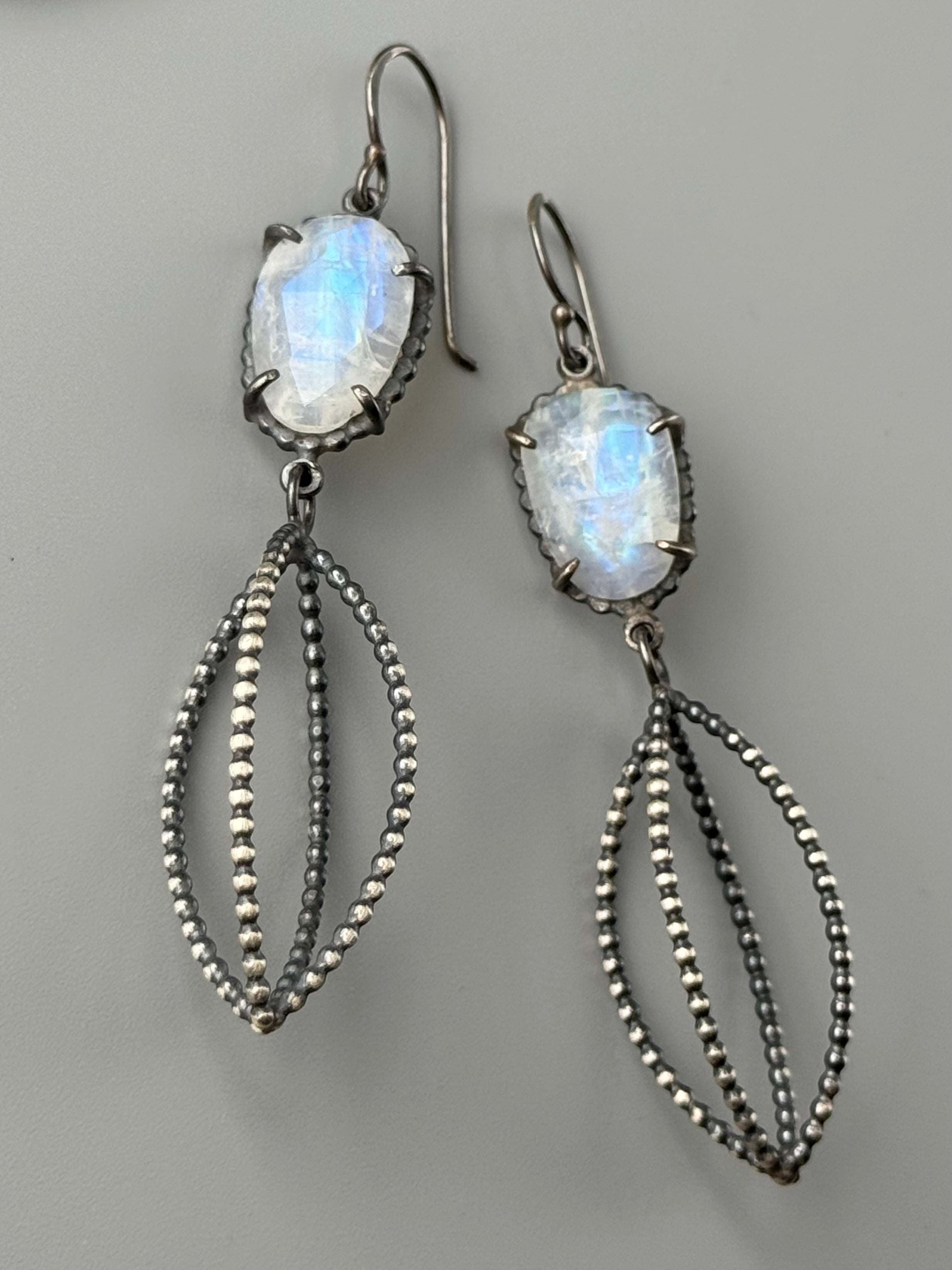 •VESSEL• rainbow moonstone+ silver dangle earrings