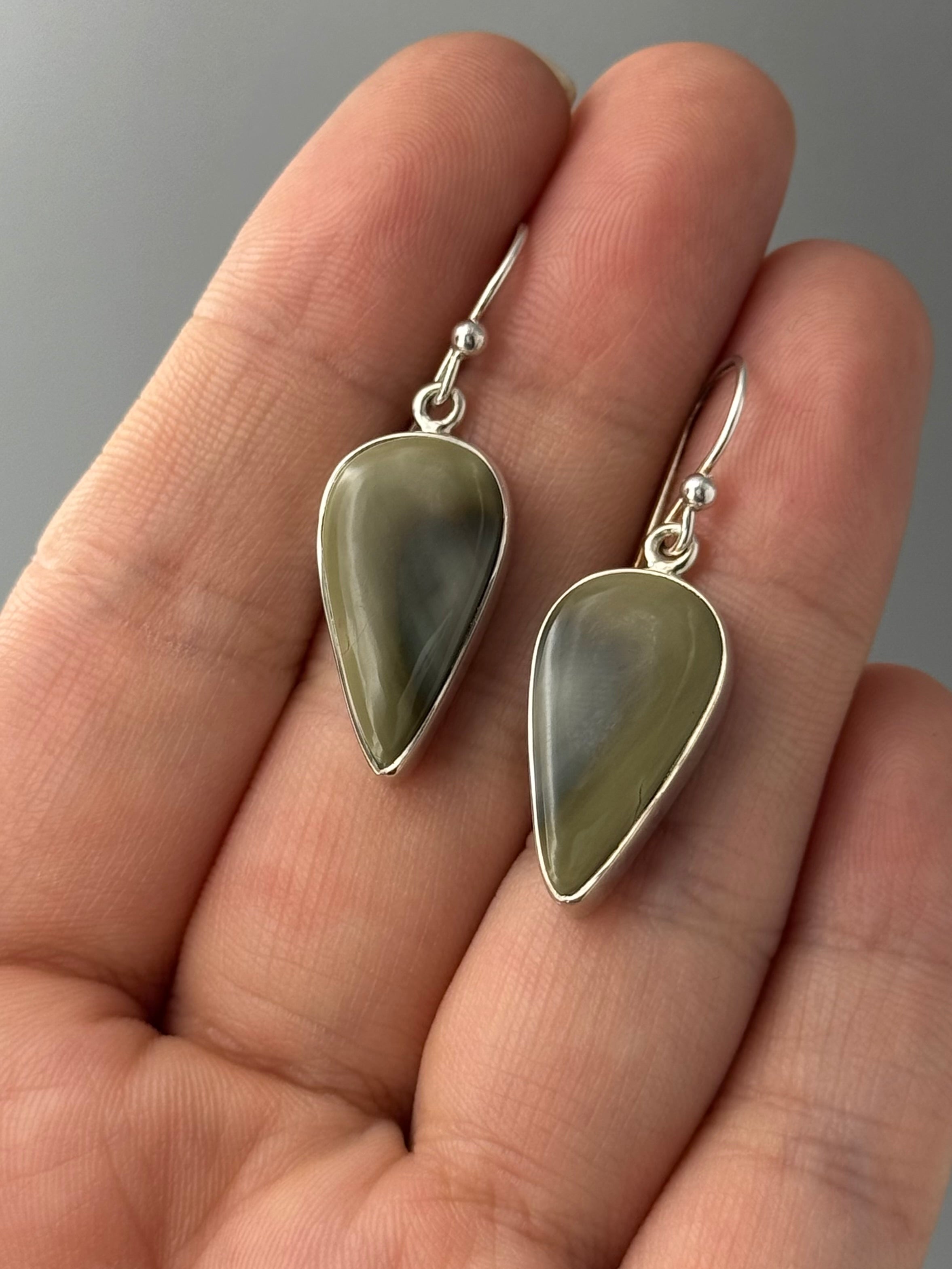 •IMPERIAL JASPER - SPEAR TEAR• silver dangle earrings