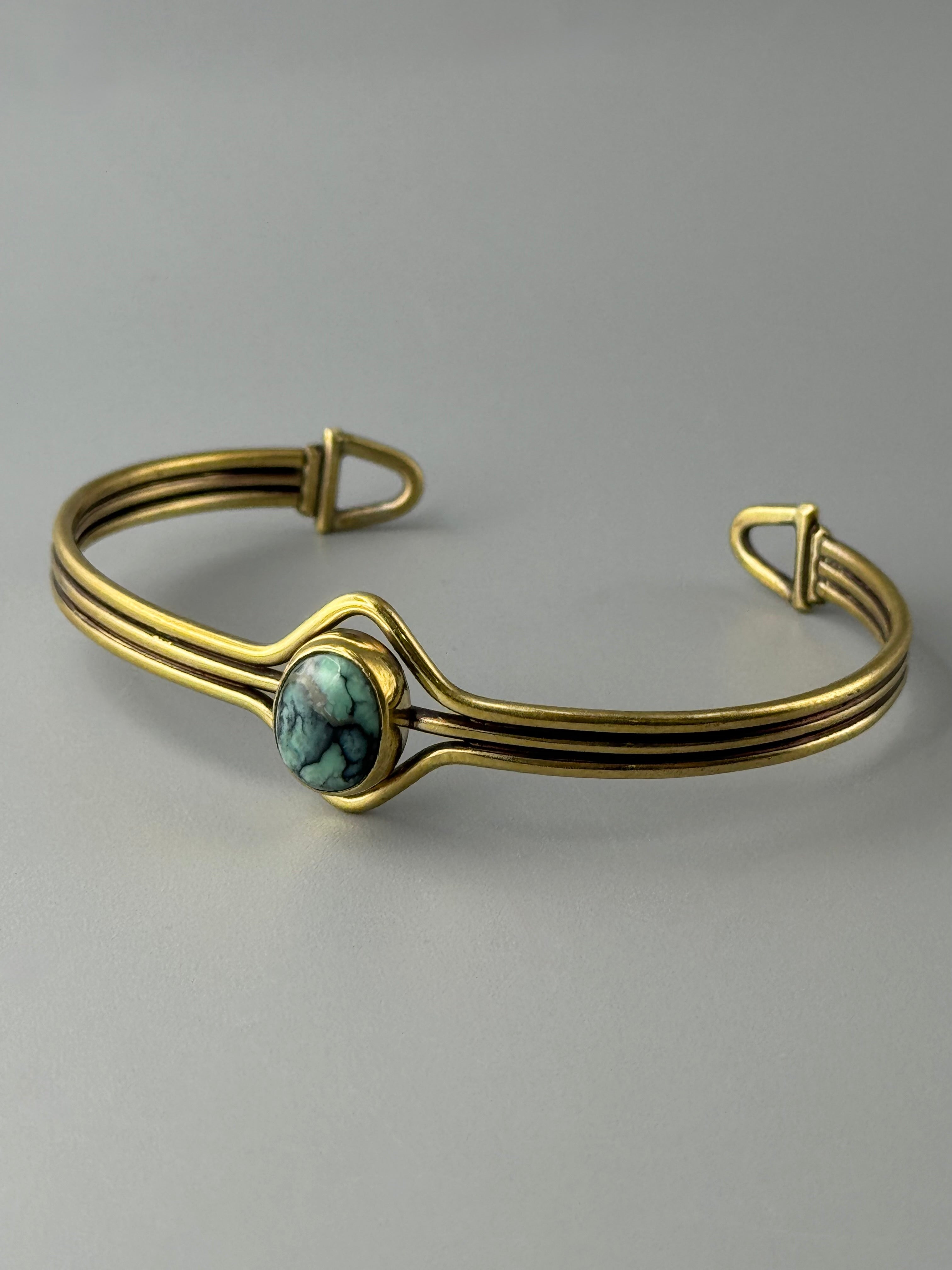 •NEW LANDER TURQUOISE• brass cuff bracelet