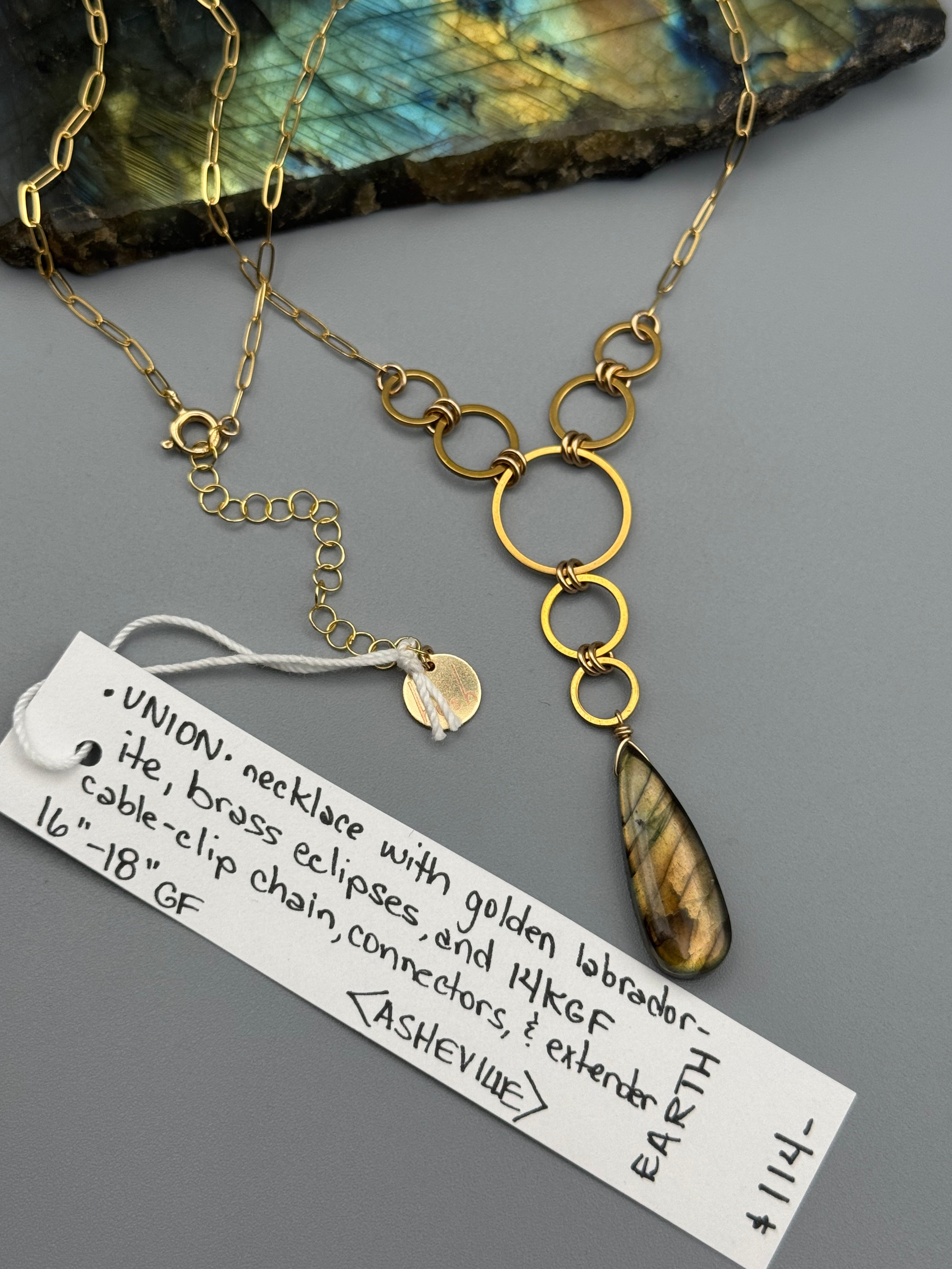 •UNION• golden labradorite + gold necklace (16"-18" long)