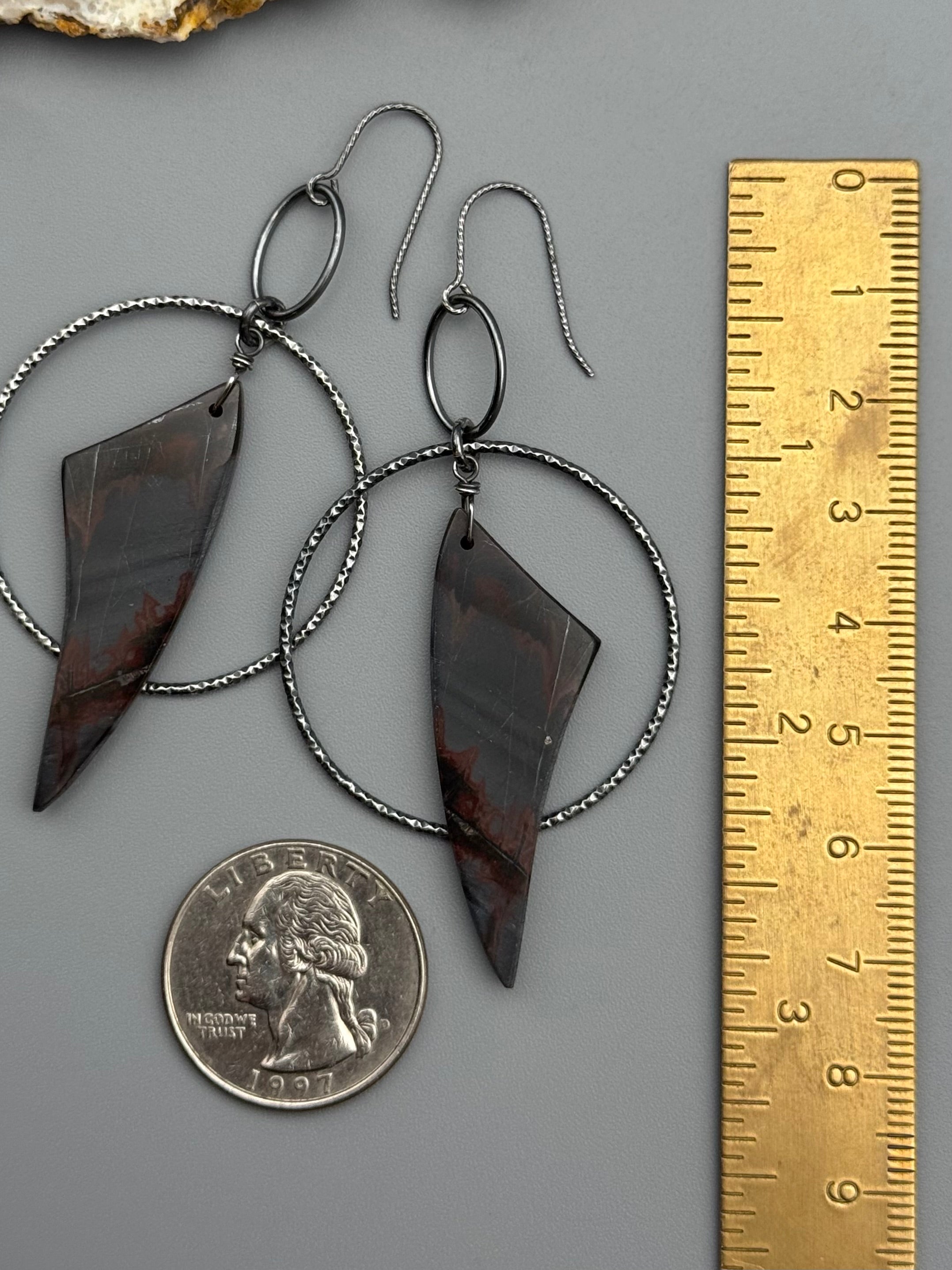 •EQUA-ORBIT• red creek jasper wing + silver earrings