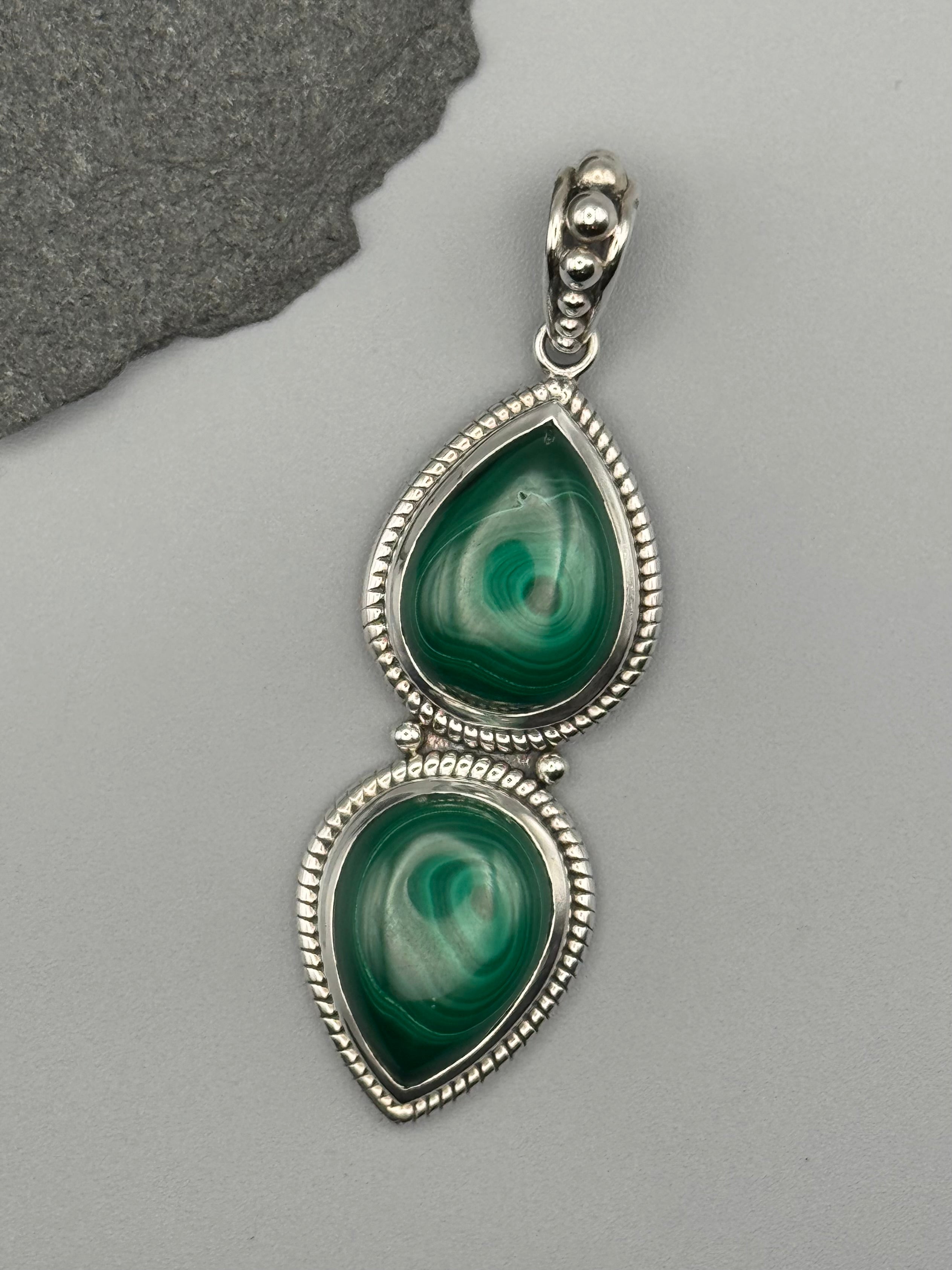 •MALACHITE - DUALITY• sterling silver pendant