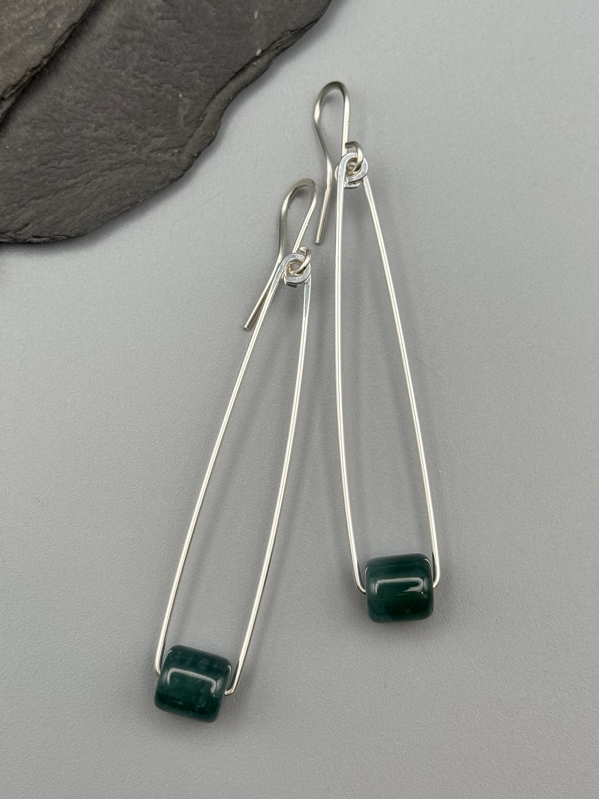 •PENDULUM• jade + silver dangle earrings