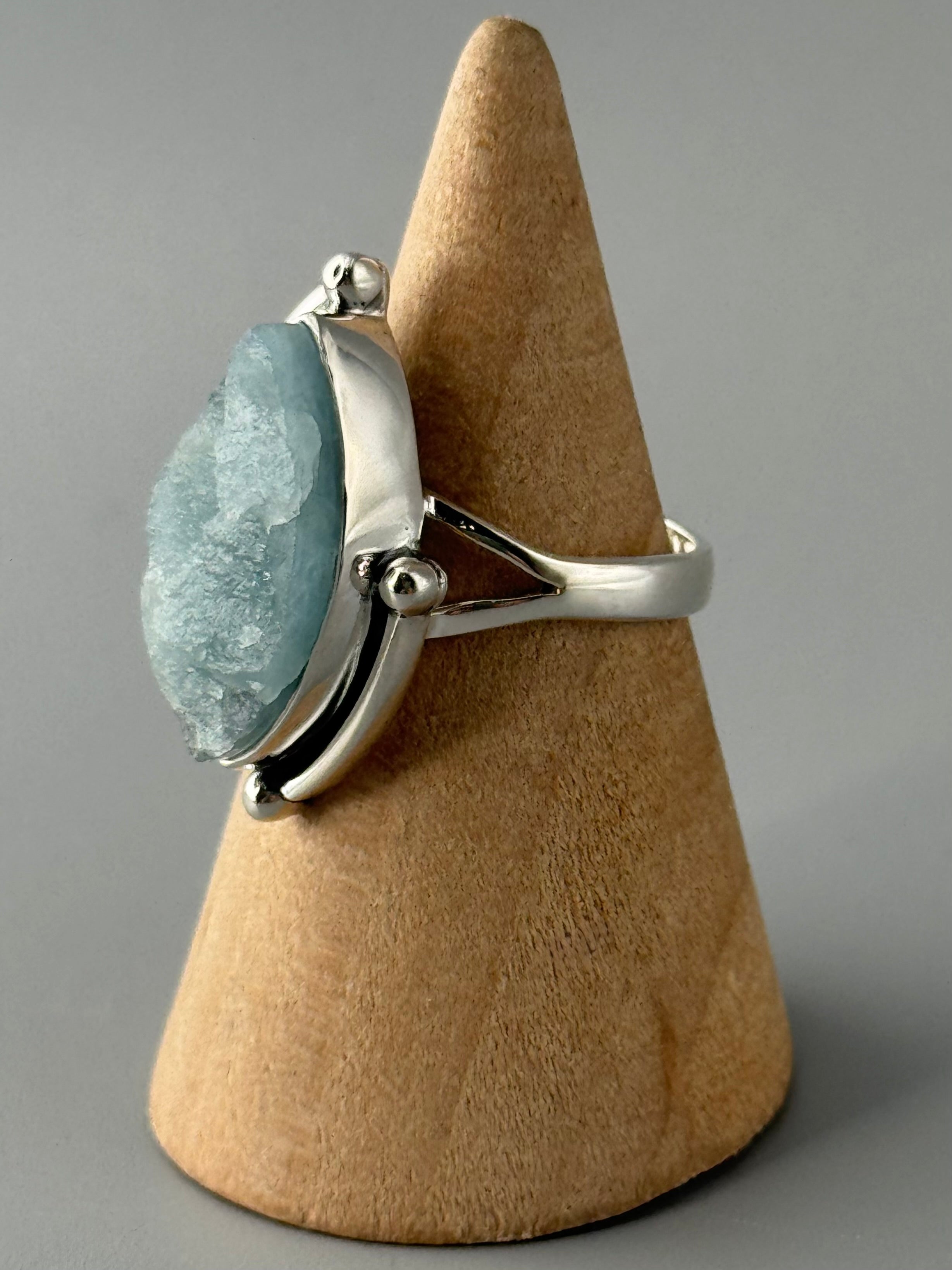 •AQUAMARINE - BARBELLS• sterling silver ring (various sizes)