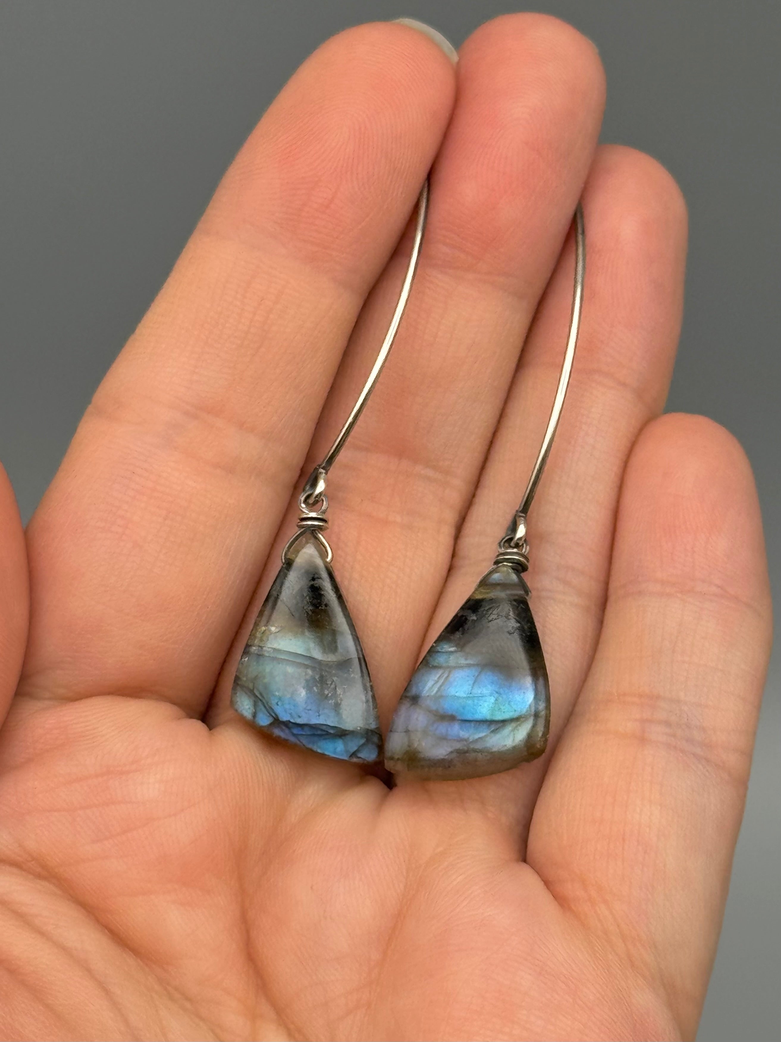 •STRAY• labradorite wing + silver earrings